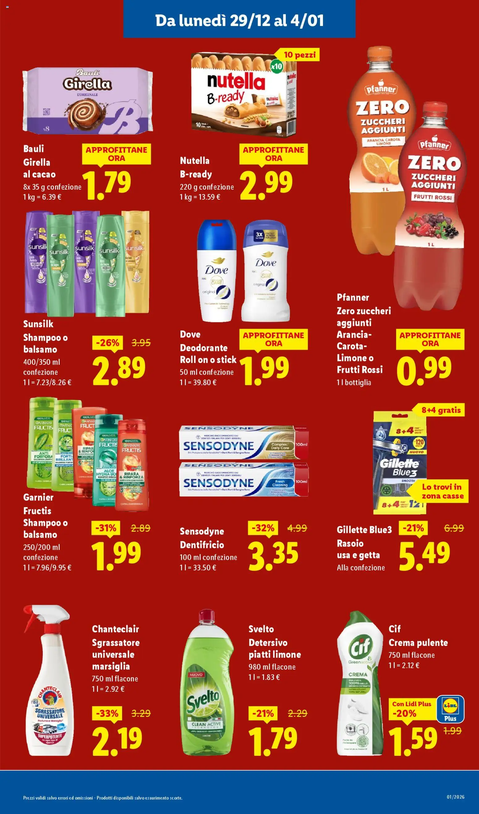 Volantino Lidl del 29.12.2025 | Pagina: 13 | Prodotti: Rasoio, Nutella, Bottiglia, Profumo