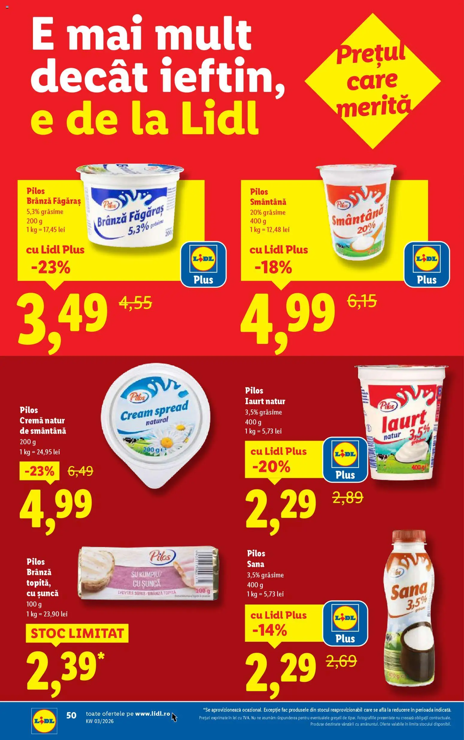 Noul catalog Lidl – valabil de la 12.01.2026 | Pagină: 50 | Produse: Toplar, Brânză, Iaurt, Smântână