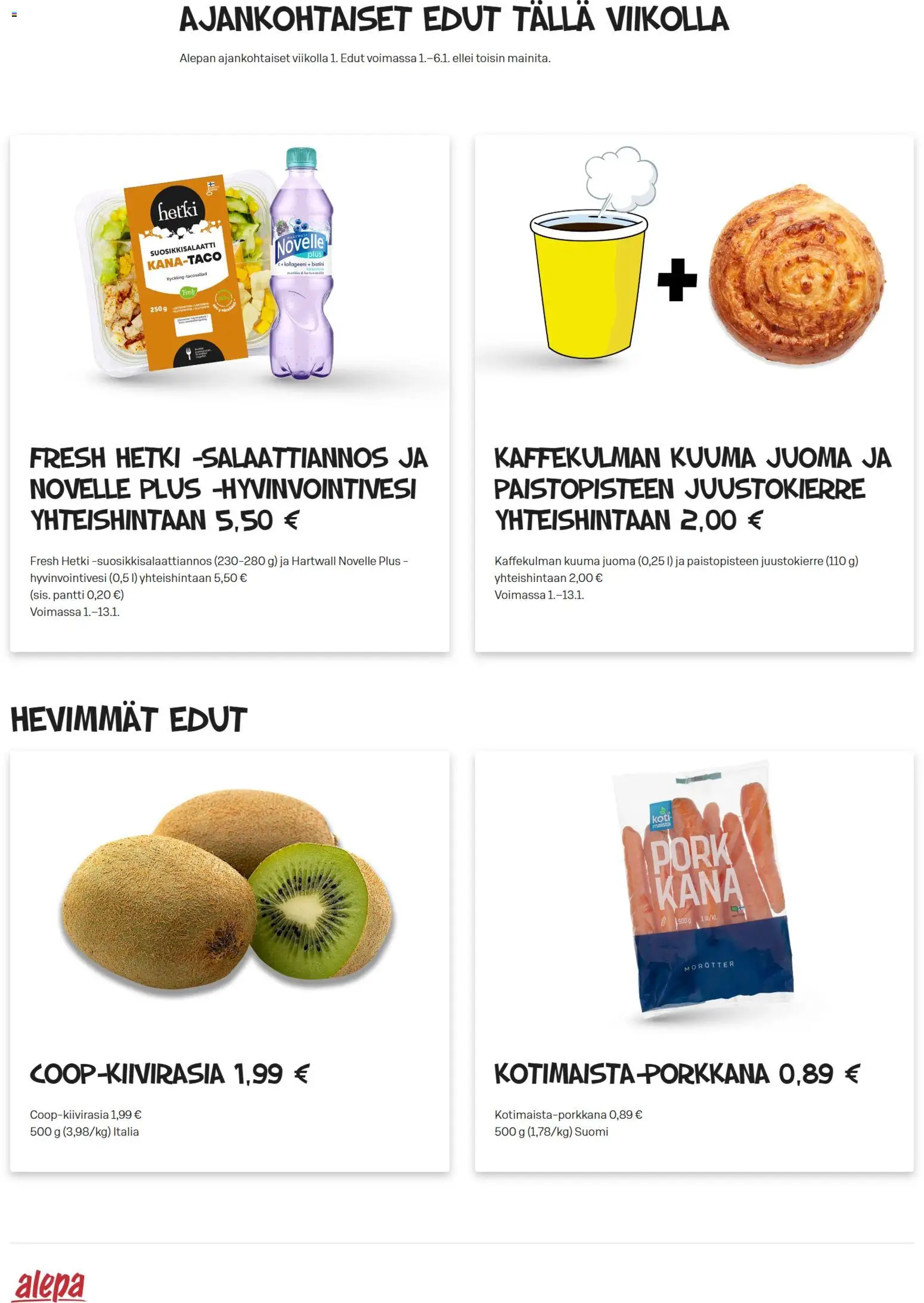 Alepa tarjoukset – voimassa 01.01.2026 alkaen | Sivu: 1