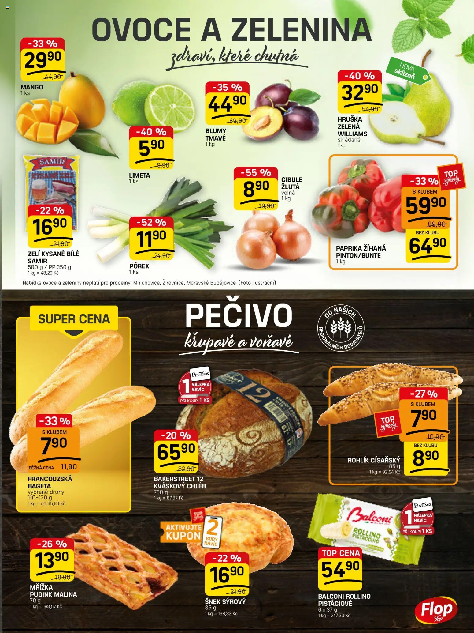 Flop leták - FlopTop od 08.04.2026 | Strana: 3 | Produkty: Rohlík, Zelenina, Body, Bageta
