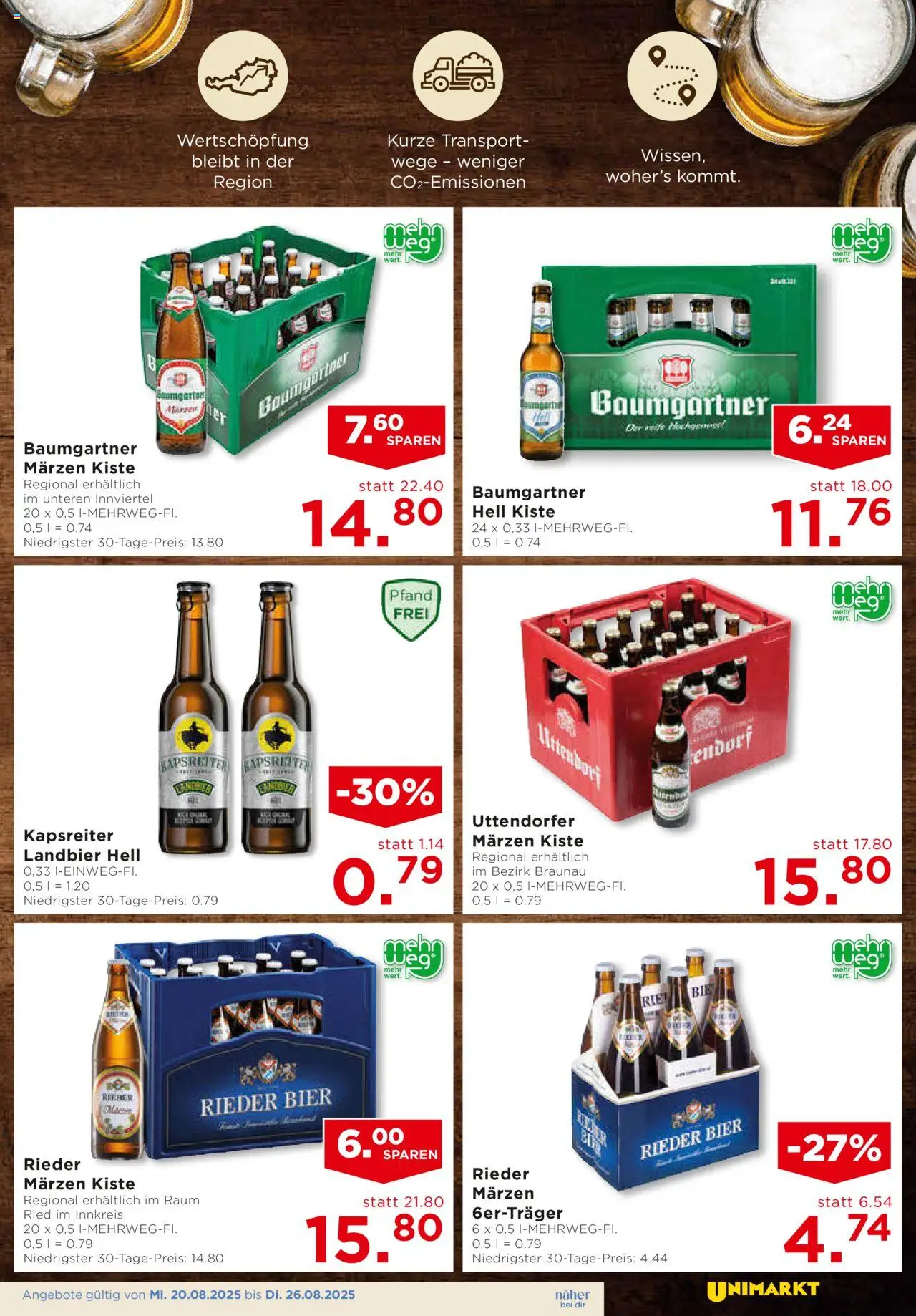 Unimarkt Innviertel gültig ab 20.08.2025 | Seite: 9 | Produkte: Bier