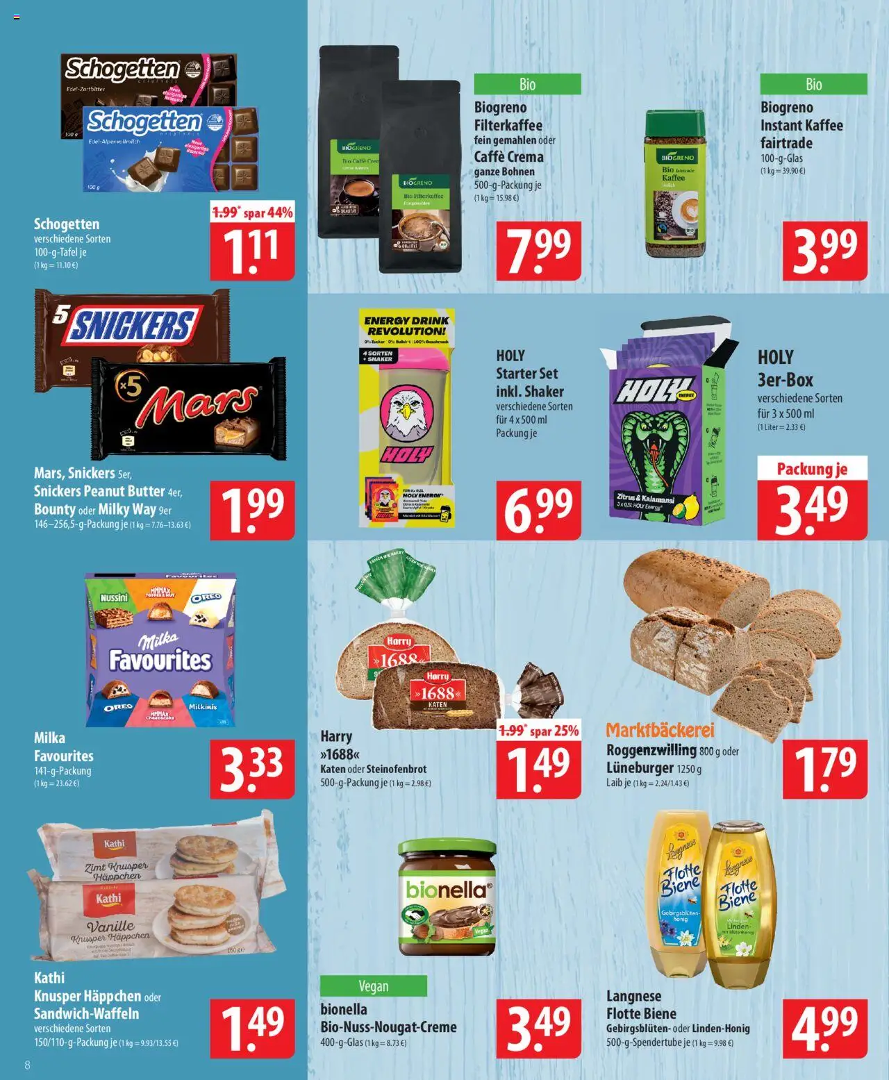 Famila Prospekt 	 – gültig ab 22.09.2025 | Seite: 8 | Produkte: Langnese, Butter, Mars, Schogetten
