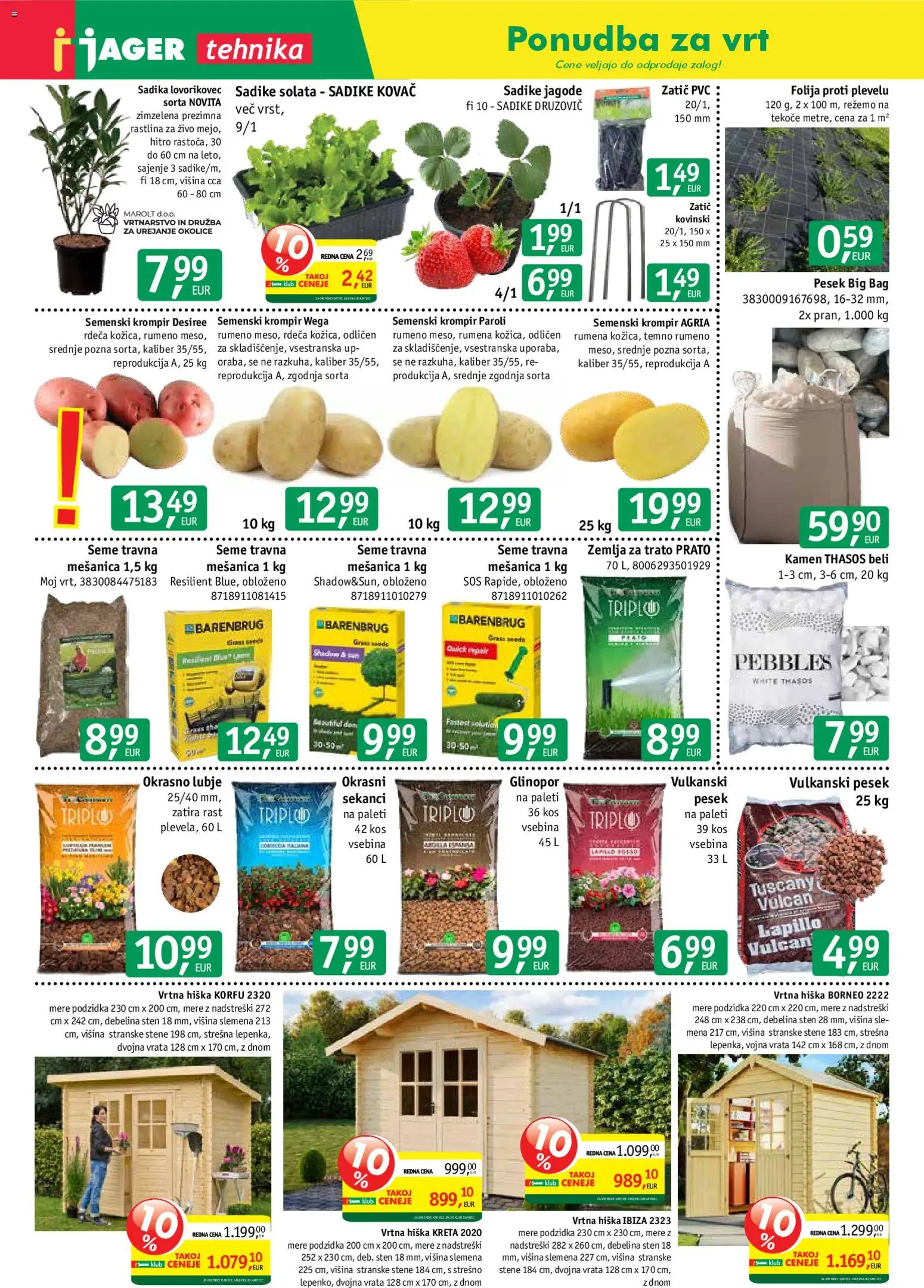 Novi Jager katalog ponudbe – veljaven od 25.03.2026 | Stran: 1 | Izdelki: Žemlja, Kos, Vrtna hiška, Krompir