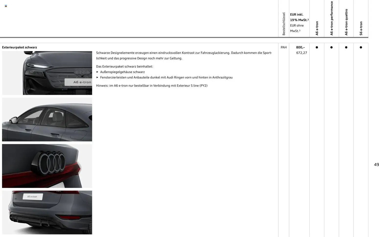 Audi  A6 e-tron – gültig ab 01.10.2025 | Seite: 49