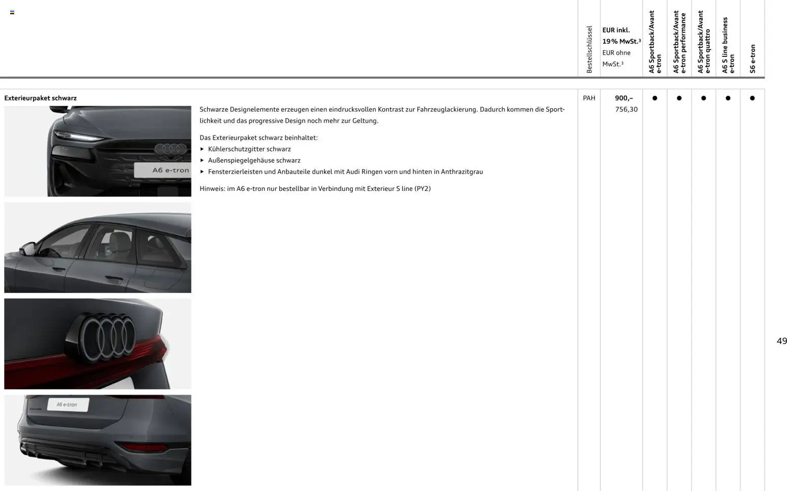 Audi  A6 e-tron – gültig ab 01.10.2025 | Seite: 49