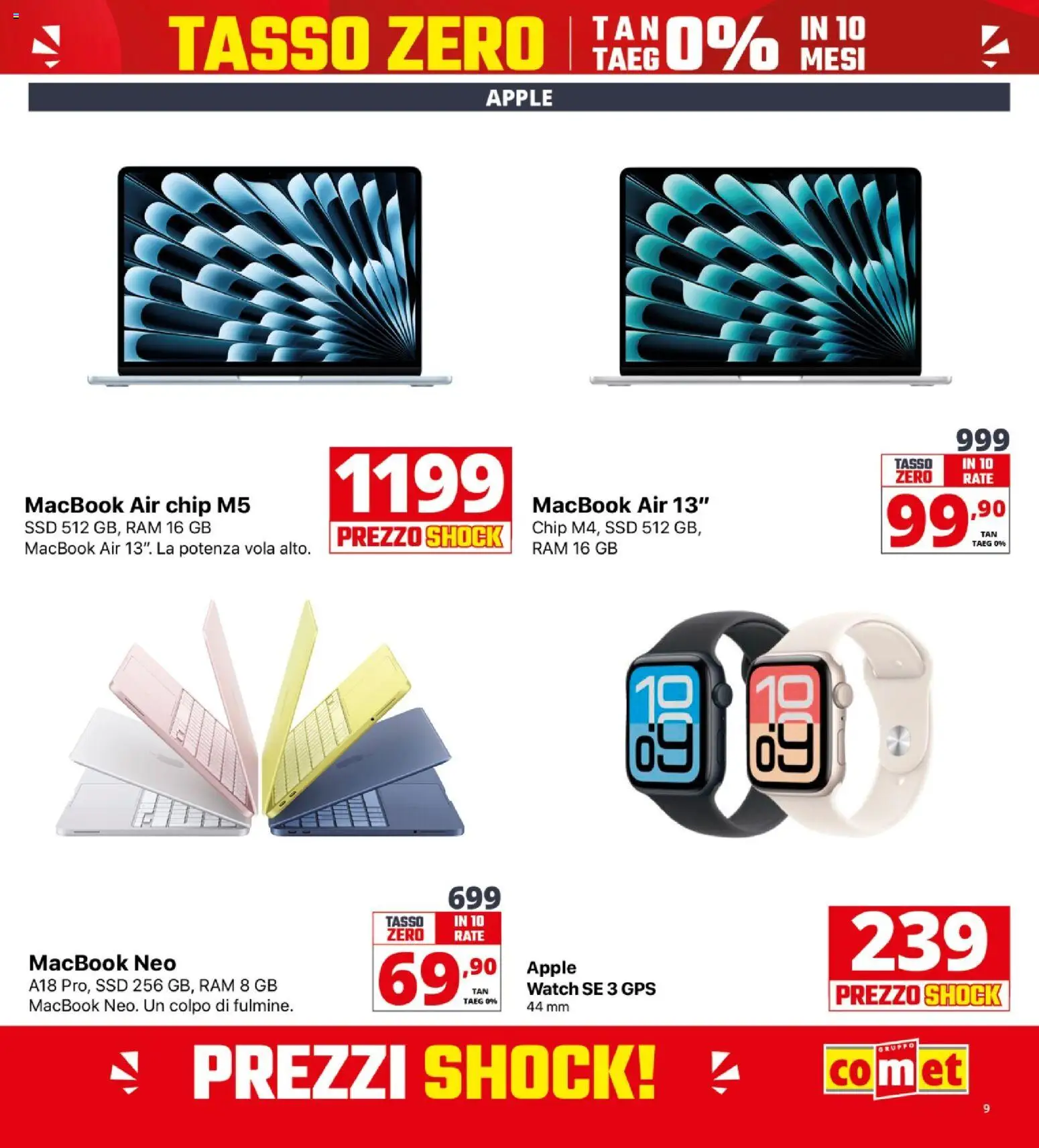 Volantino Comet del 23.04.2026 | Pagina: 9 | Prodotti: Macbook air, Macbook