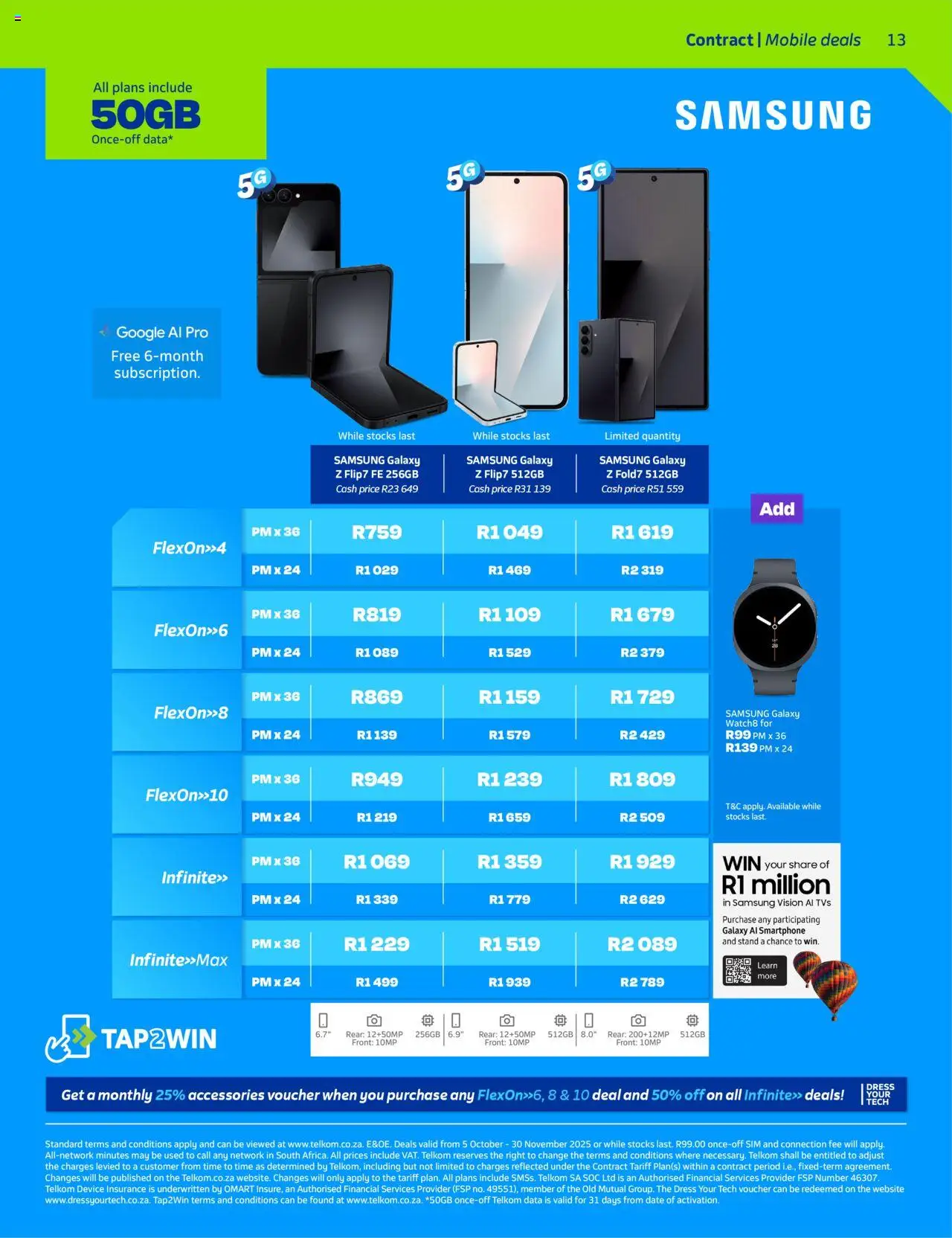 New Telkom catalogue – valid from 05.10.2025 | Page: 13 | Products: Dress, Data, Sim, Smartphone