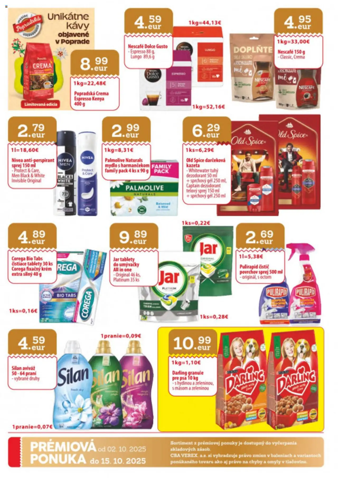 Nové CBA Verex akcie – leták je platný od 02.10.2025 | Strana: 32 | Produkty: Dolce Gusto, Mydlo, Dezodorant