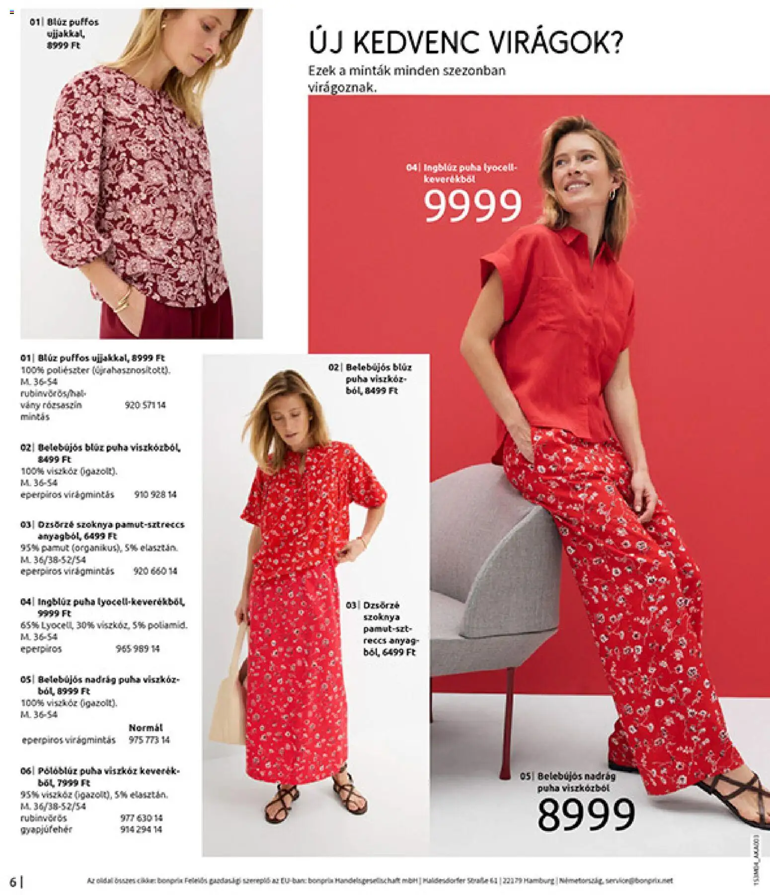 Bonprix akciós ujság - amely érvényes a következő dátumtól: 30.03.2026 | Oldal: 8 | Termékek: Virágok, Ingblúz, Szoknya, Nadrág