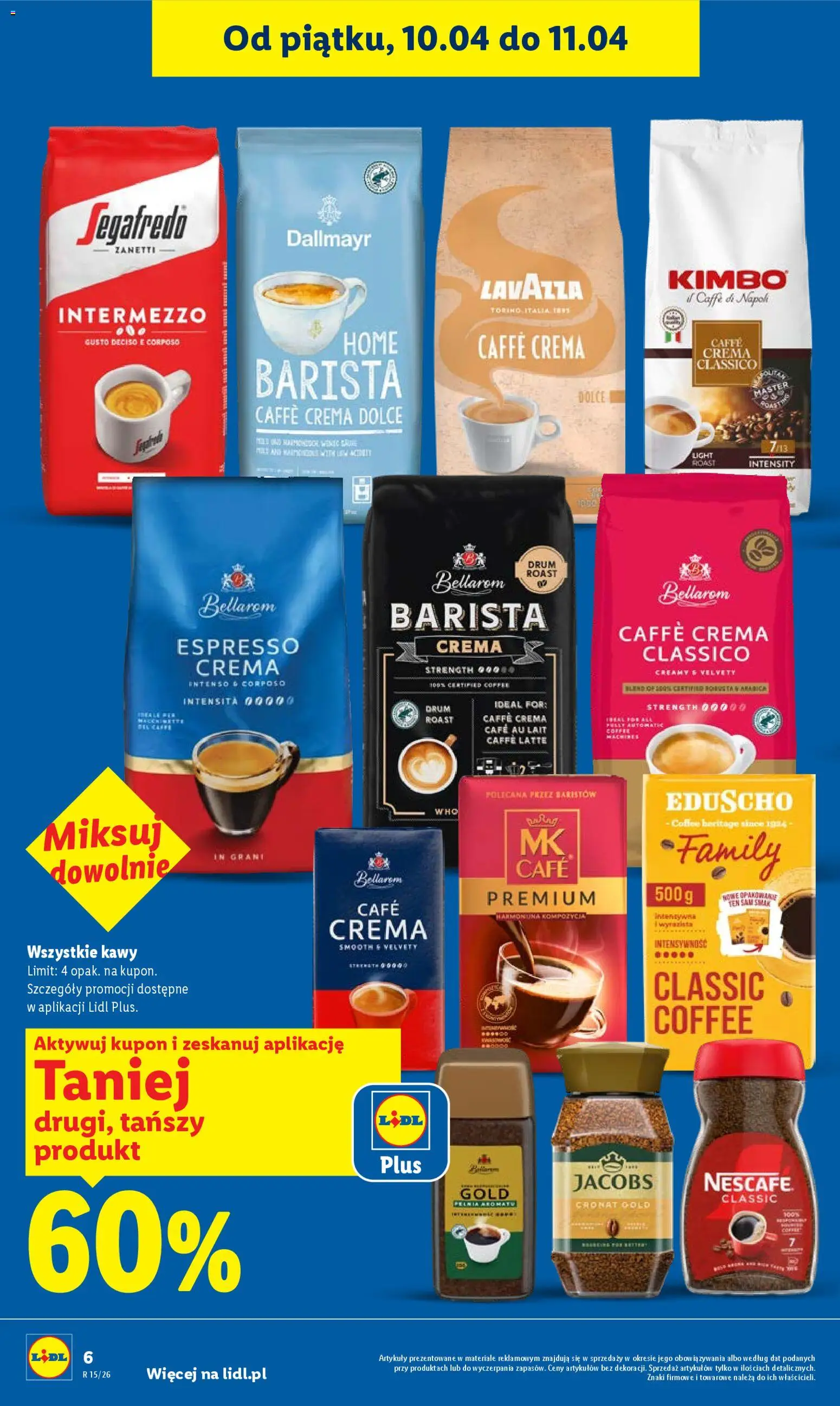 Lidl Polsko leták od 09.04.2026 | Strana: 6 | Produkty: Lavazza, Crema, Caffè crema, Bellarom