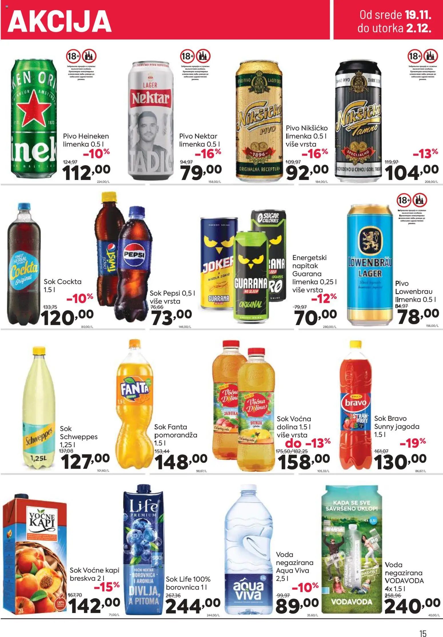 PerSu katalog - važi od 19.11.2025 | Strana: 15 | Proizvode: Jagoda, Voda, Pomorandza, Pivo