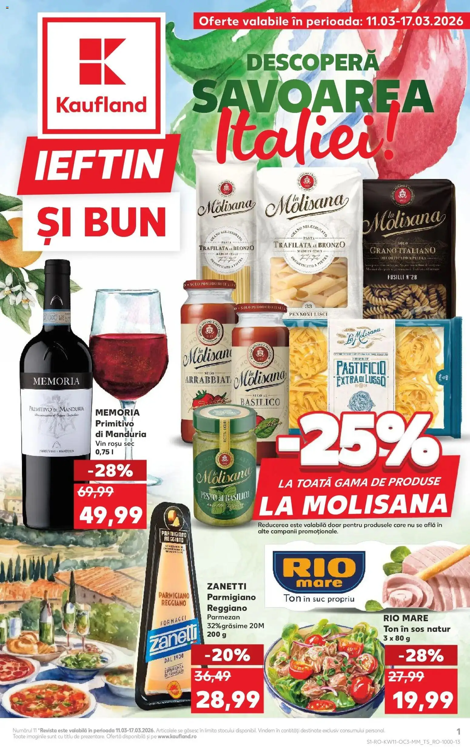 Noul catalog Kaufland – valabil de la 11.03.2026 | Pagină: 1 | Produse: Suc, Vin, Sos, Parmezan