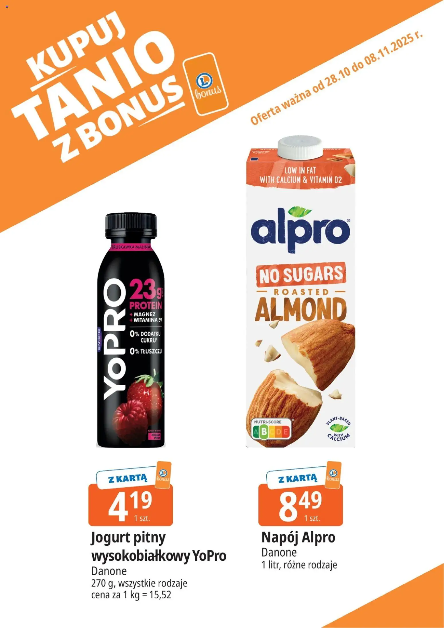 E.Leclerc Gazetka - Zamość kupony dodatkowe od 28.10.2025 | Strona: 2 | Produkty: Karta, Alpro, Jogurt pitny, Jogurt