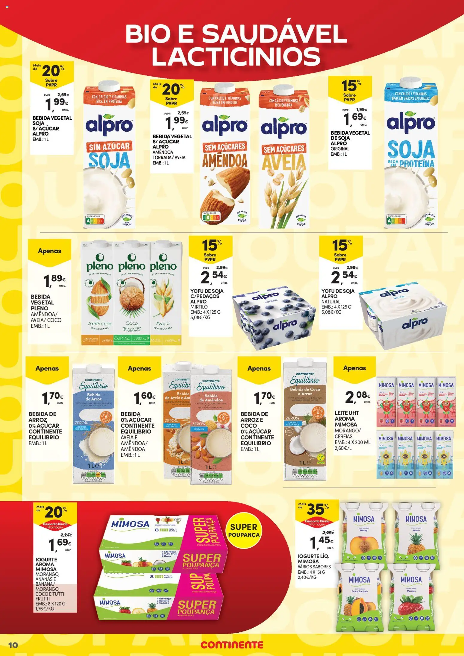 Continente - Açores Poupança para todos │ válido de 06.04.2026 | Página: 10 | Produtos: Soja, Aveia, Leite, Iogurte liquido