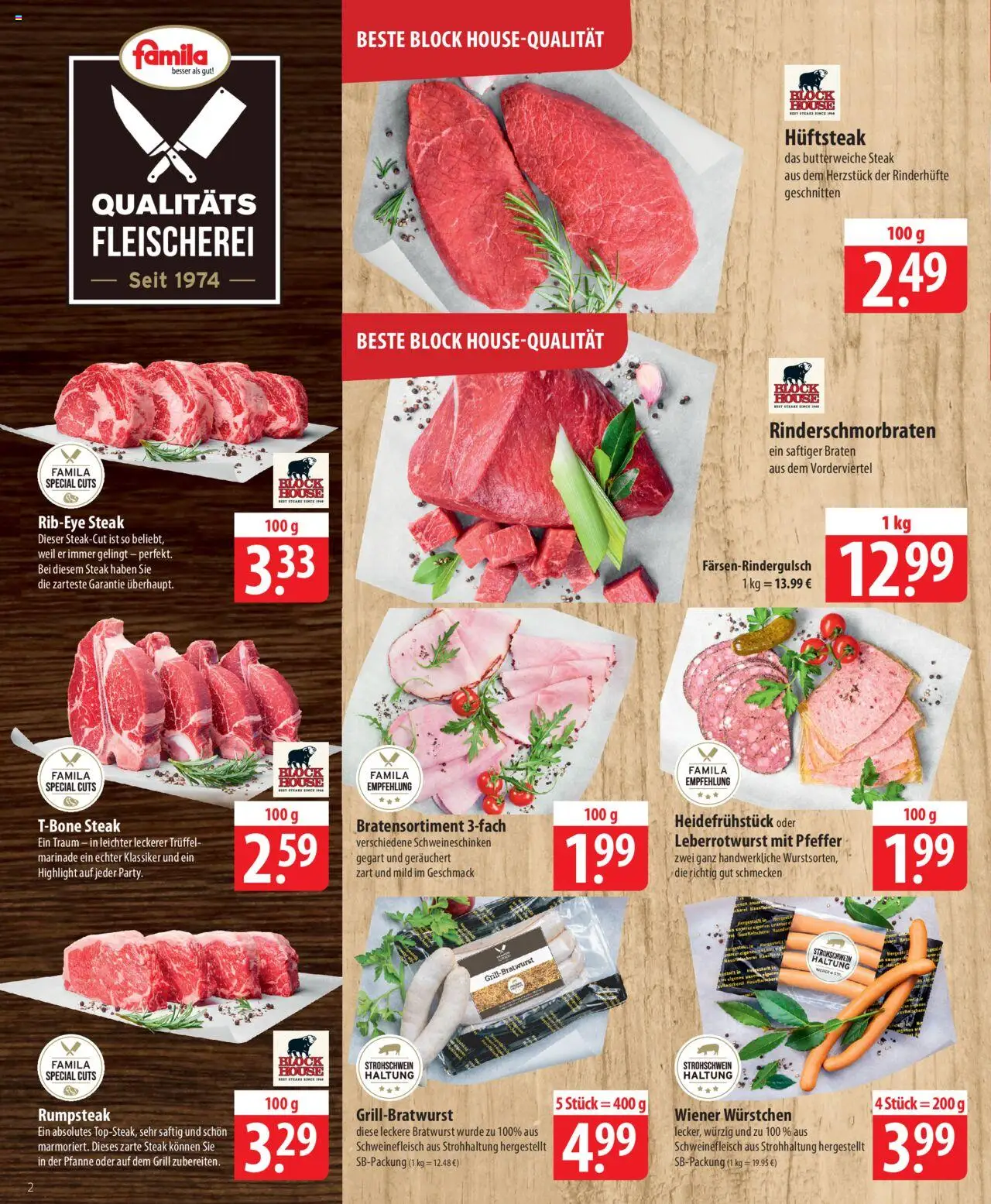 Famila Prospekt 	 – gültig ab 22.09.2025 | Seite: 2 | Produkte: Rumpsteak, Wiener wurstchen, Pfeffer, Schweinefleisch