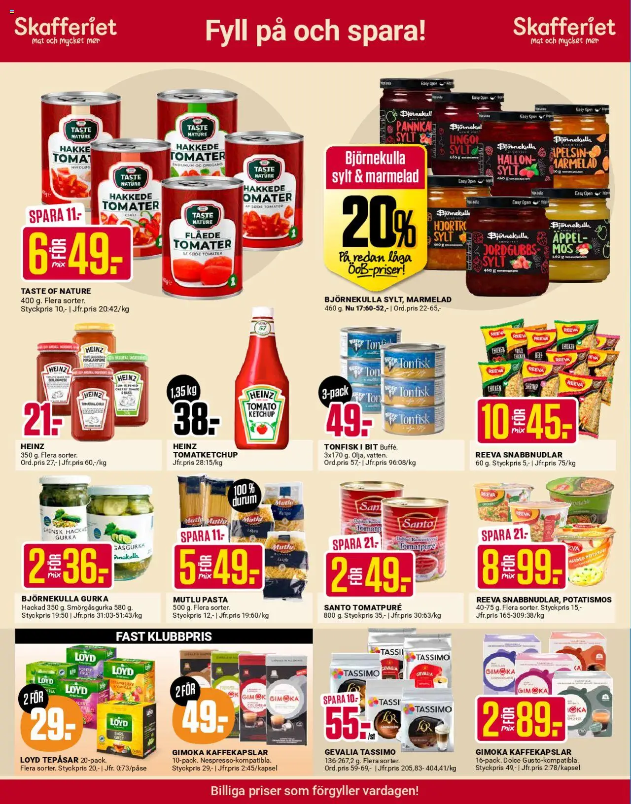 ÖoB reklamblad aktuell från 11.08.2025 | Sida: 2 | Produkter: Kaffekapslar, Oregano, Tomater, Pasta