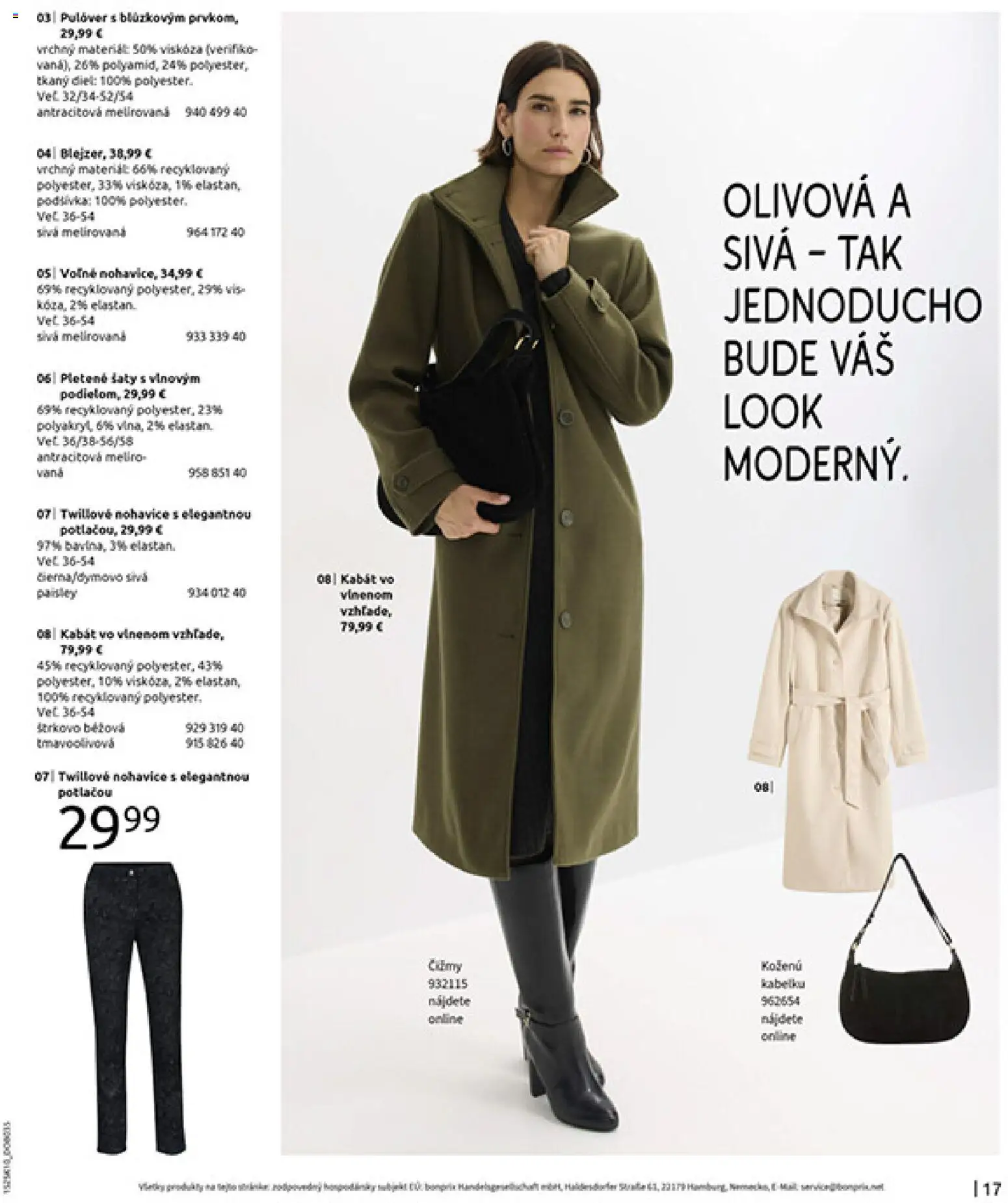 Nové Bonprix akcie – leták je platný od 01.11.2025 | Strana: 19 | Produkty: Kabát, Nohavice