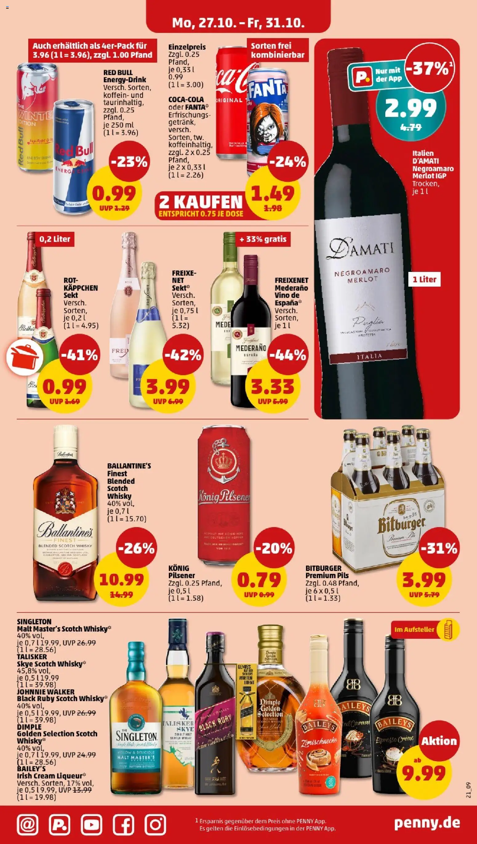 Penny - Nordrhein-Westfalen – gültig ab 27.10.2025 | Seite: 23 | Produkte: Red bull, Konig pilsener, Pils, Johnnie walker