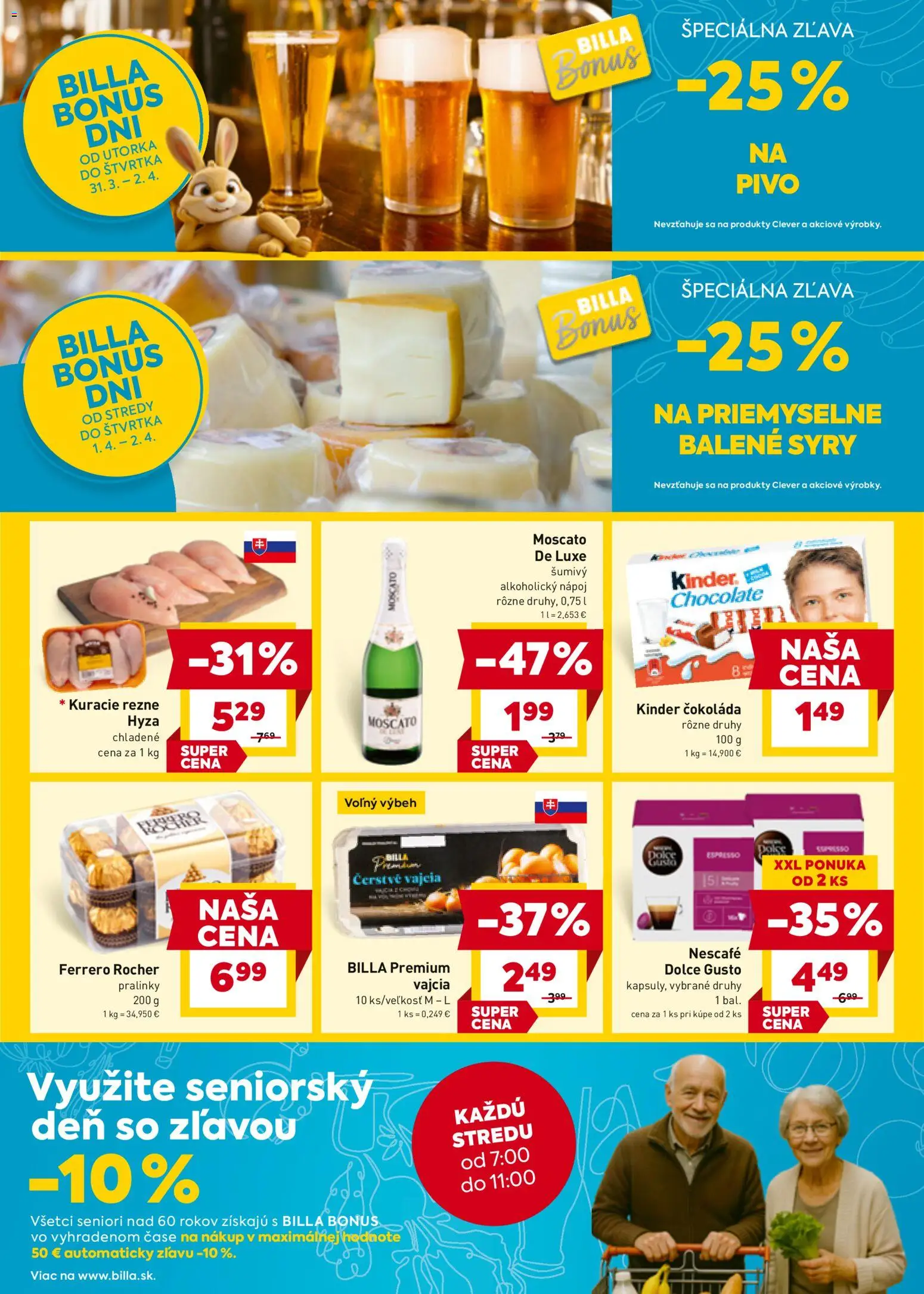 Nové Billa akcie – leták je platný od 30.03.2026 | Strana: 2 | Produkty: Dolce Gusto, Pivo, Čokoláda, Ferrero Rocher