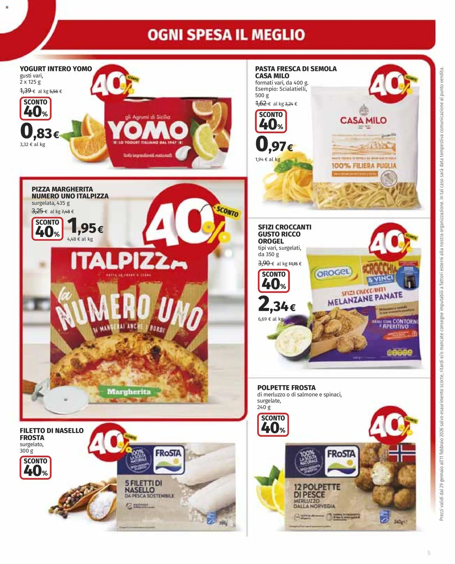 Volantino Ipercoop del 29.01.2026 | Pagina: 5 | Prodotti: Pizza, Salmone, Data, Polpette