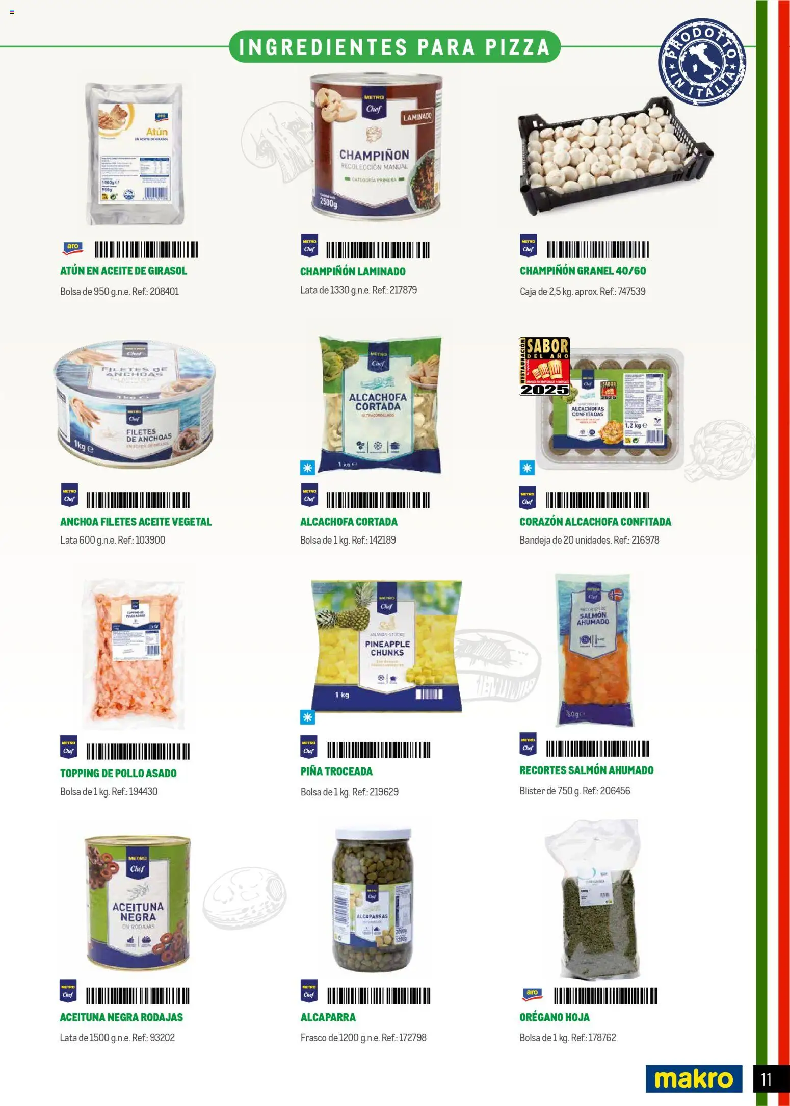 Makro Restaurantes italianos Centro │ válido desde el 27.03.2026 | Página: 11 | Productos: Aceite, Pizza, Anchoa, Bandeja