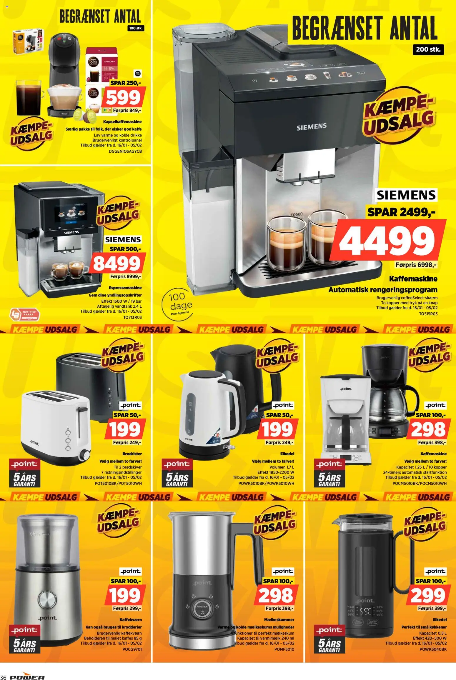Power tilbudsavis – gyldig fra 16.01.2026 | Side: 36 | Produkter: Mælk, Kaffe, Brødrister, Kaffemaskine