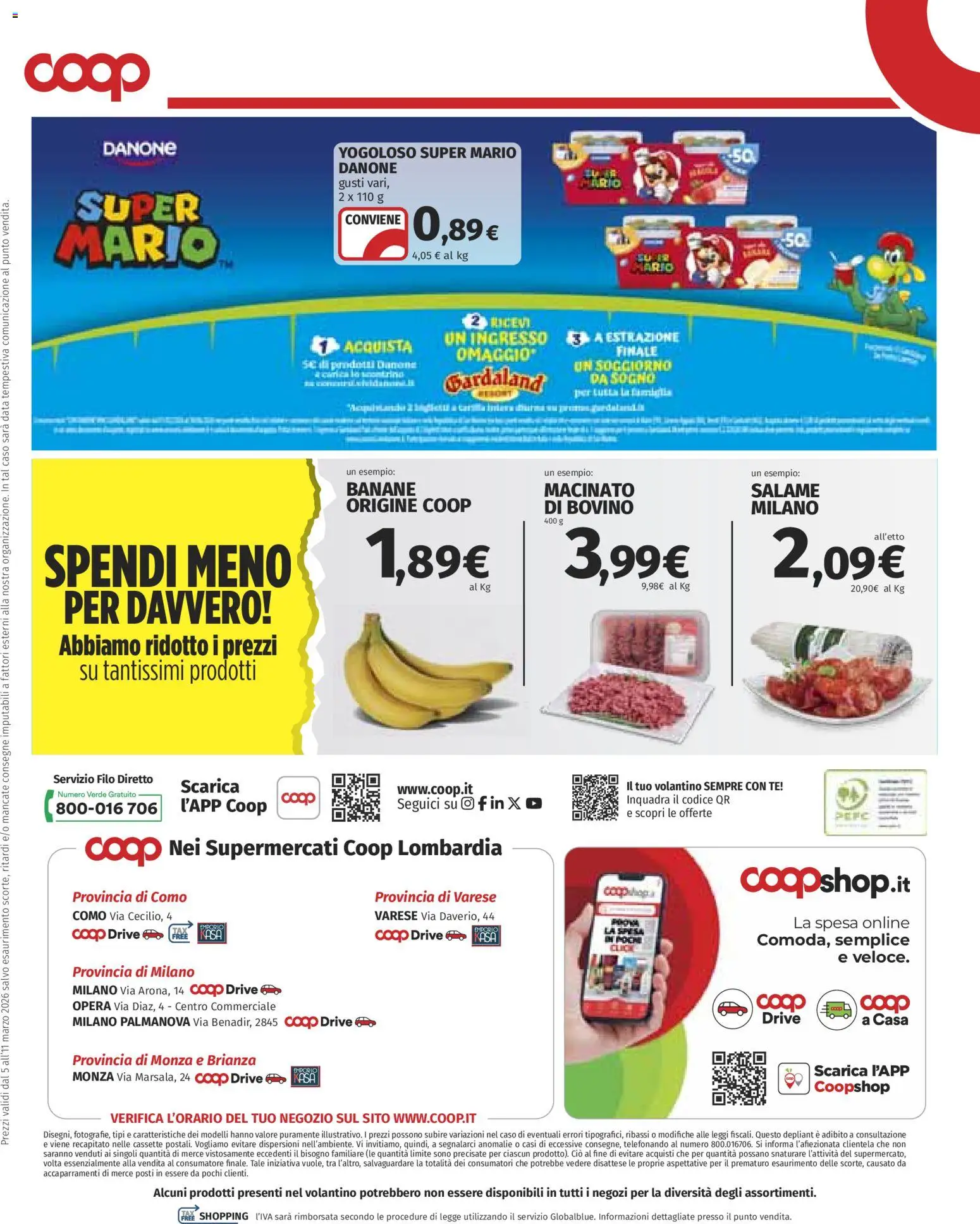 Volantino COOP del 05.03.2026 | Pagina: 36 | Prodotti: Bovino, Salame, Banane, Macinato