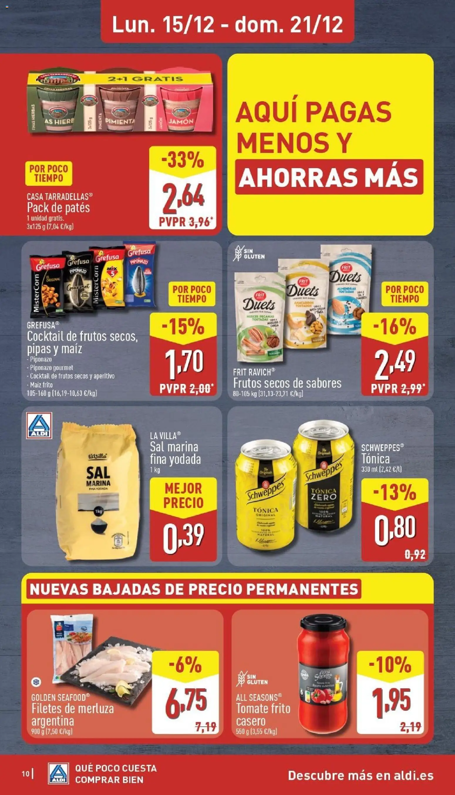 Aldi folleto Canarias │ válido desde el 15.12.2025 | Página: 10 | Productos: Jamón, Frutos secos, Filetes de merluza