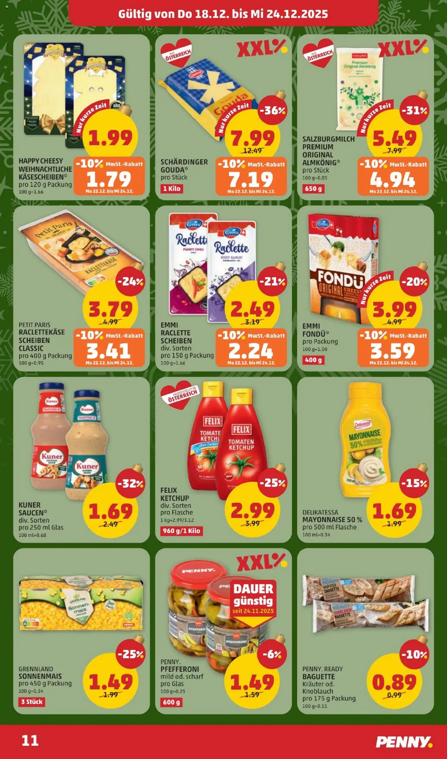 Penny Markt Flugblatt gültig ab 18.12.2025 | Seite: 11 | Produkte: Chili, Jääkaappipakastin, Käse, Tomaten