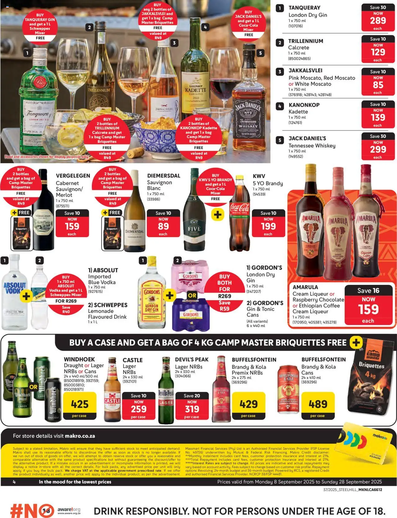 New Makro catalogue – valid from 08.09.2025 | Page: 4 | Products: Case, Brandy, Whiskey, Pea
