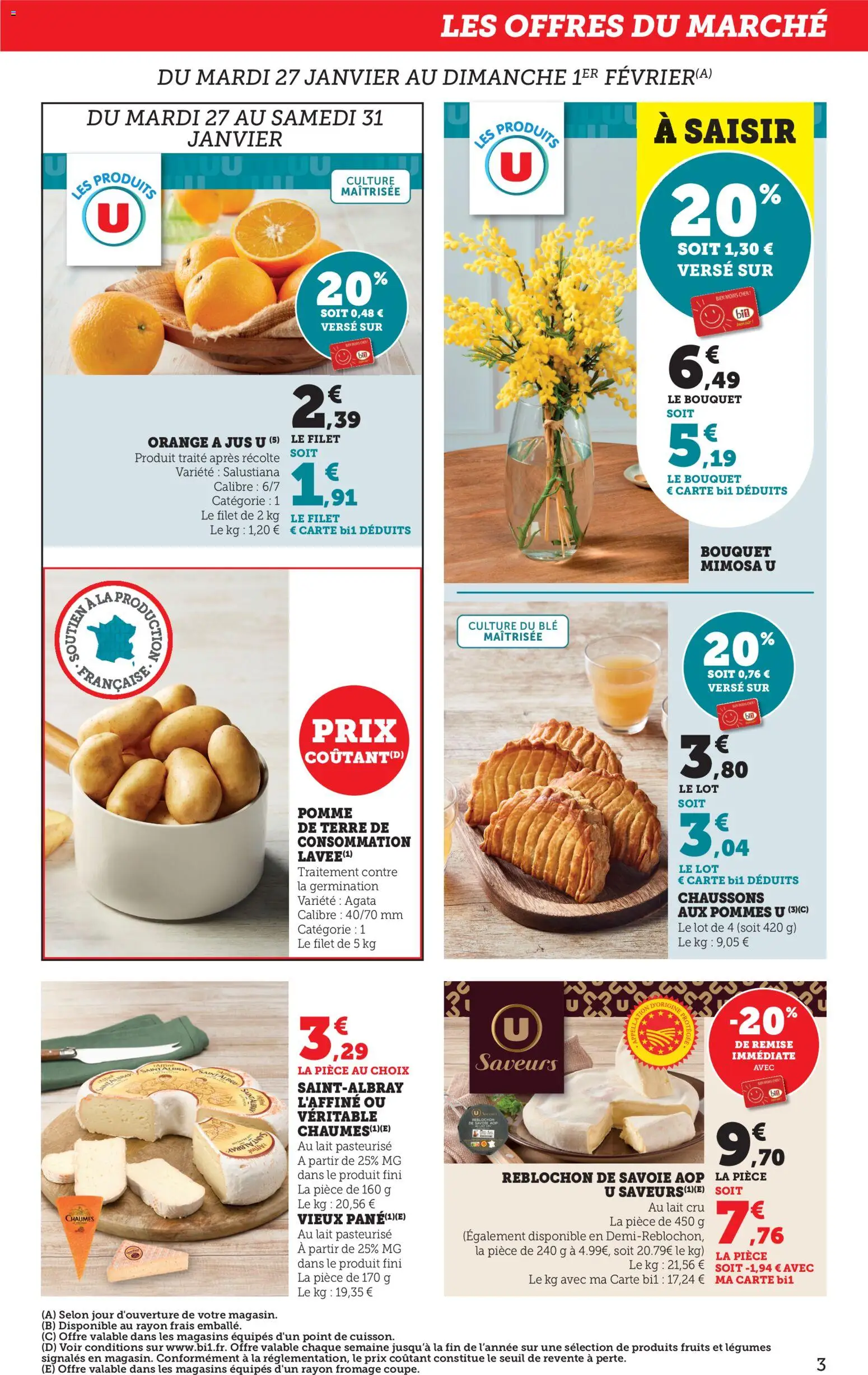 {H1} | Page: 3 | Produits: Reblochon, Orange, Pomme, Fromage