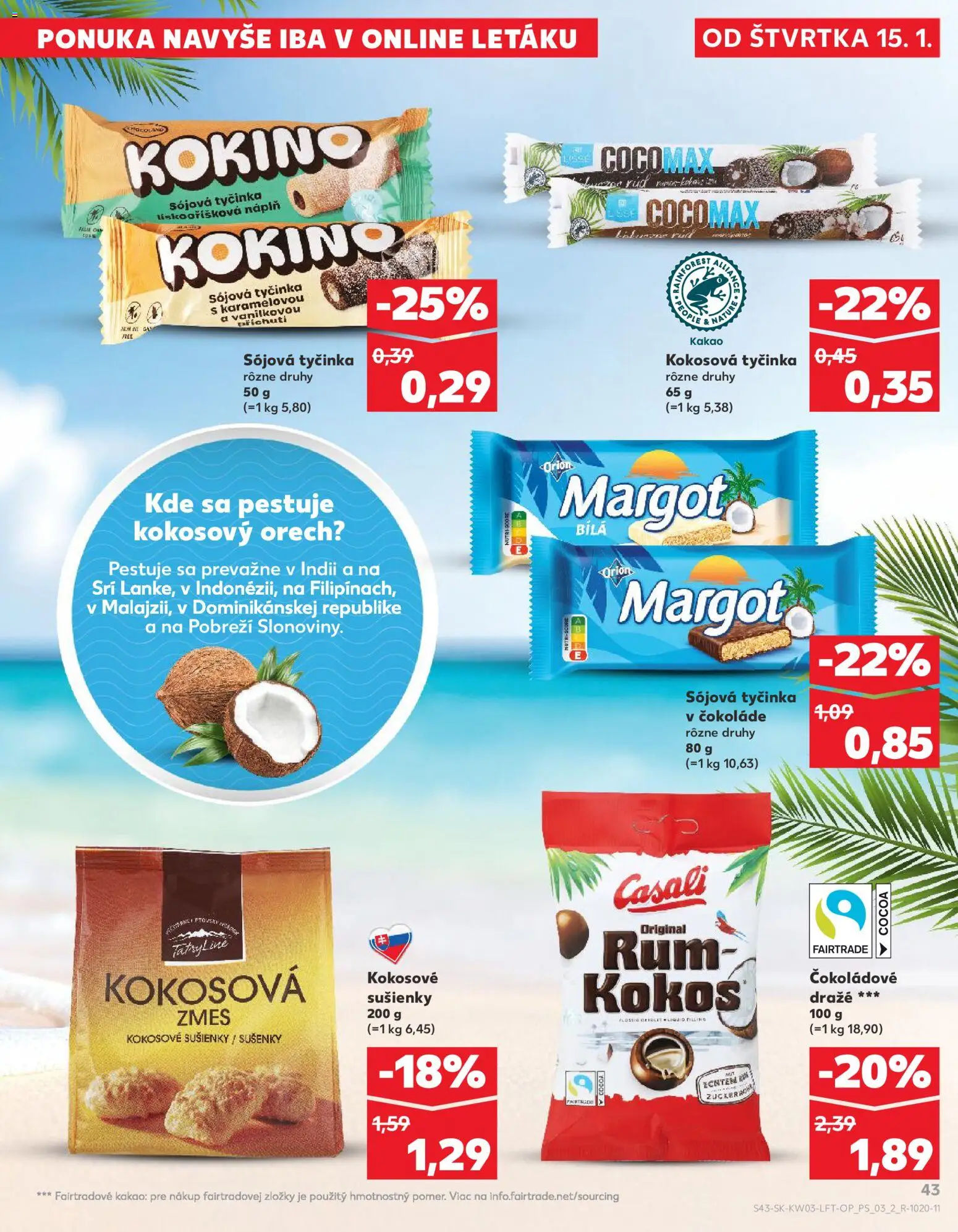 Nové Kaufland akcie – leták je platný od 15.01.2026 | Strana: 43 | Produkty: Kokosový orech, Kakao