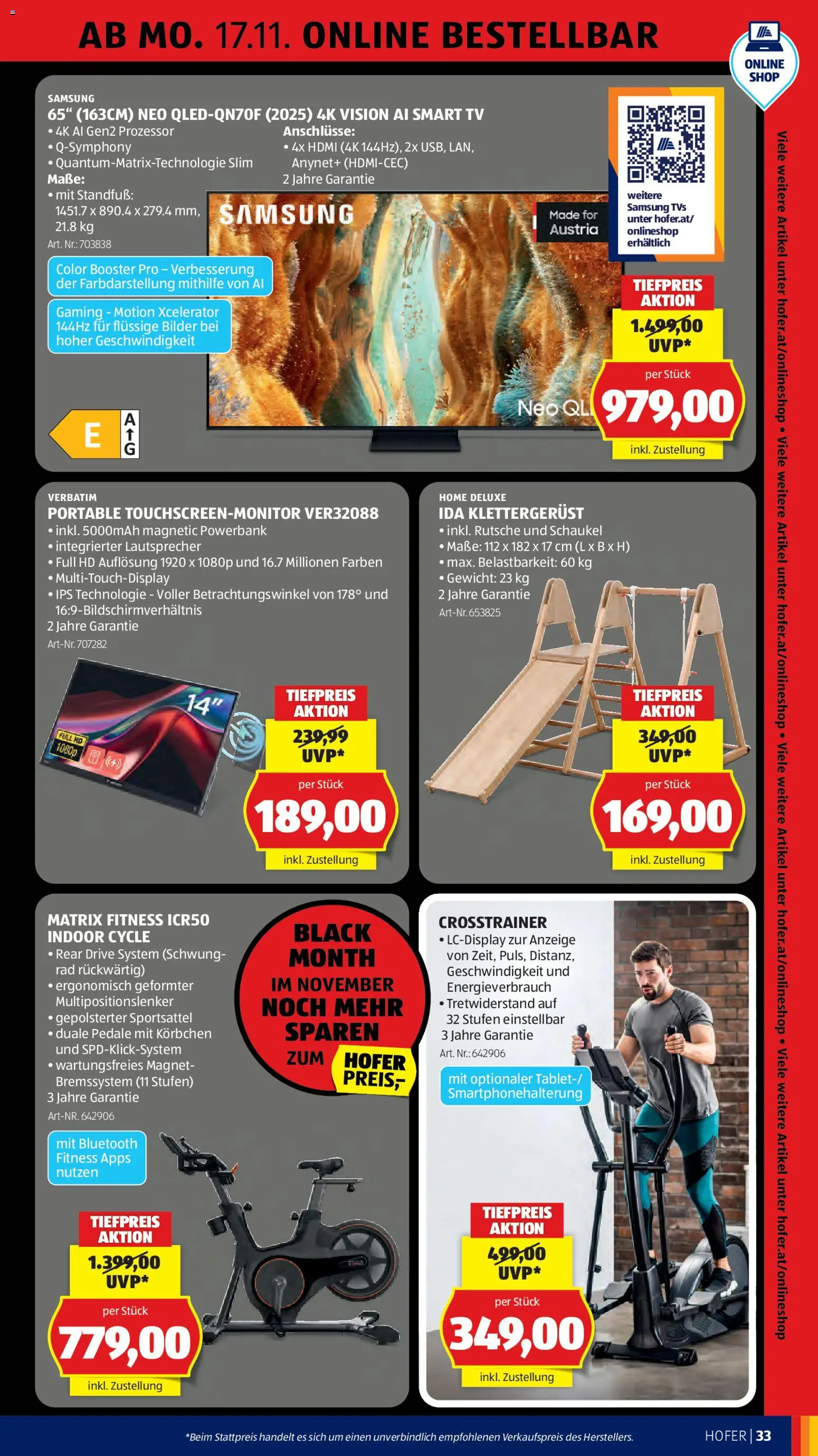 Hofer - Black Friday gültig ab 14.11.2025 | Seite: 37 | Produkte: TV, Lautsprecher, Gewicht, Samsung