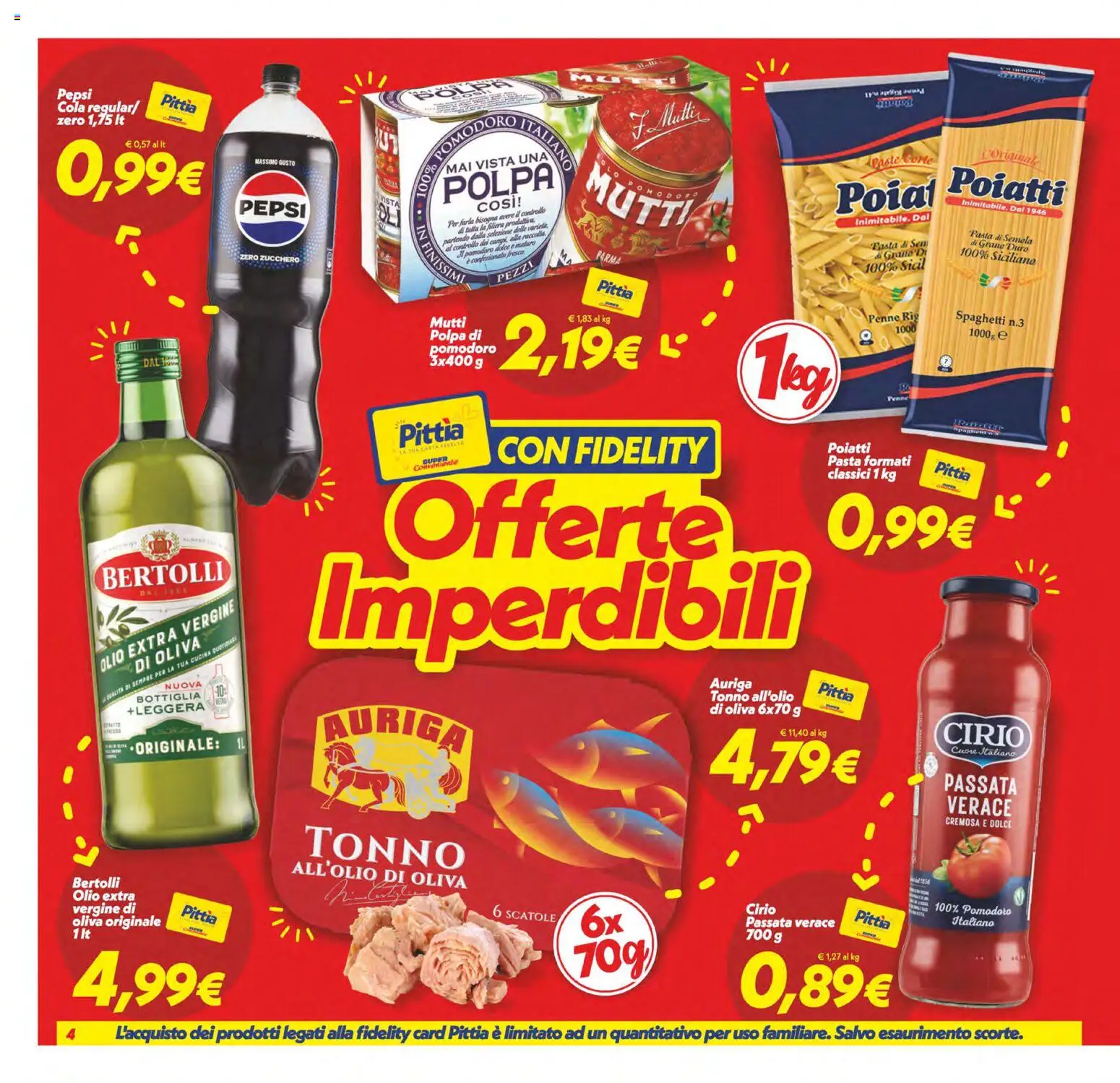 Volantino SuperConveniente del 24.10.2025 | Pagina: 4 | Prodotti: Pasta, Olio extra vergine, Pepsi, Bottiglia
