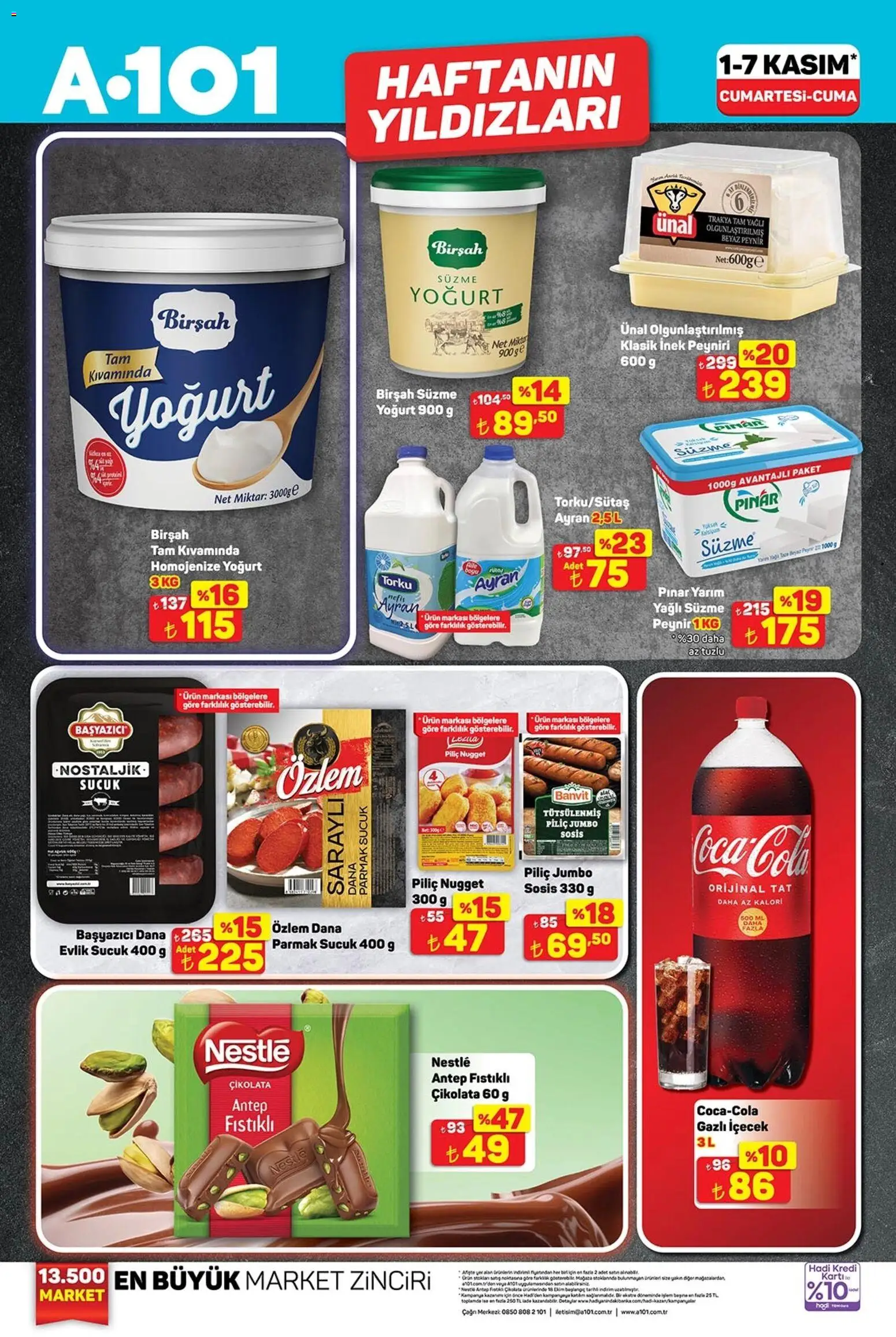 A101 Katalog - 01.11.2025 tarihinden itibaren geçerlidir | Sayfa: 2 | Ürünler: Peynir, Sosis, Gazlı içecek, Piliç nugget