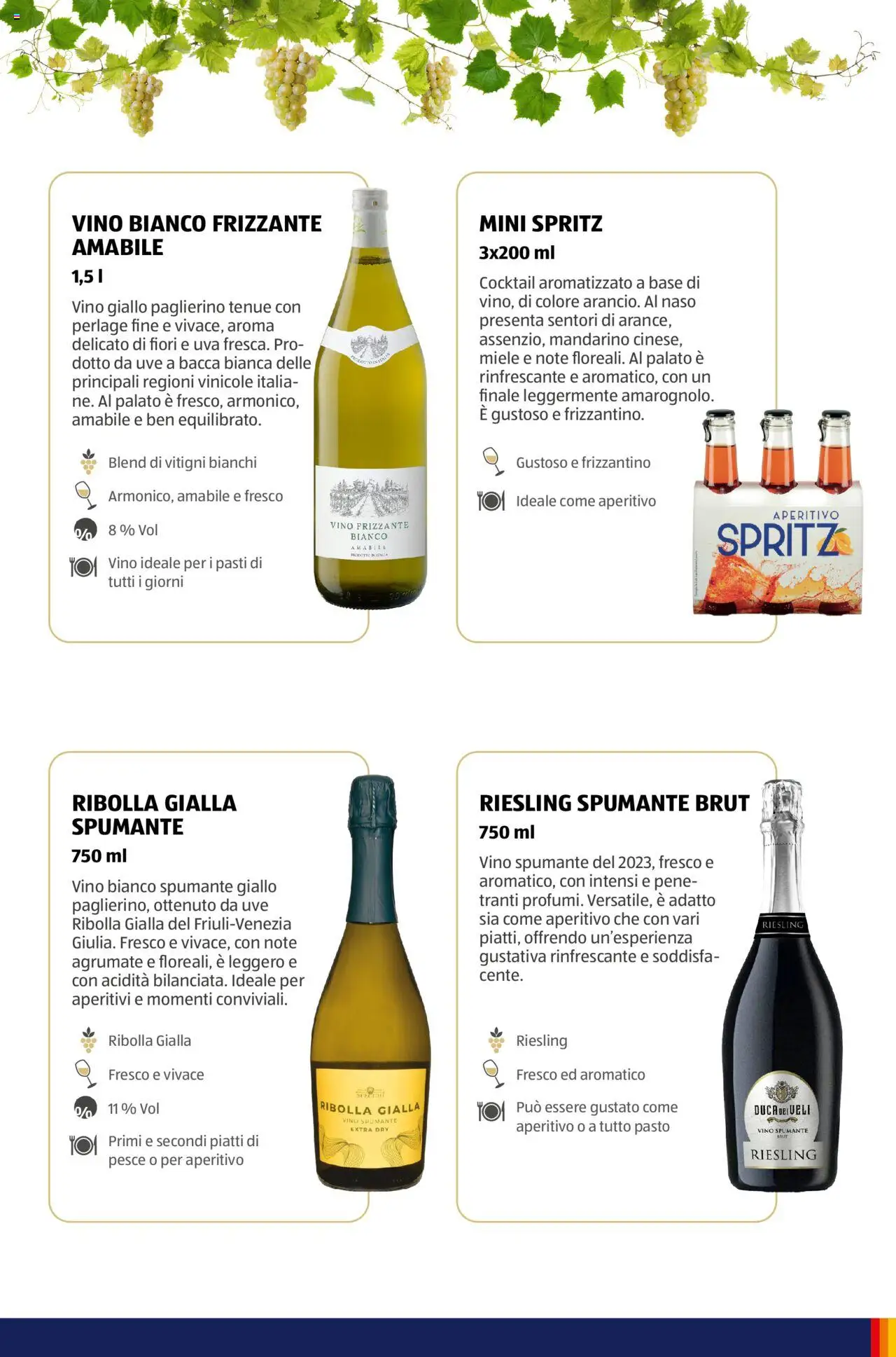 Volantino Aldi del 05.11.2024 | Pagina: 49 | Prodotti: Pesce, Vino, Uva, Miele