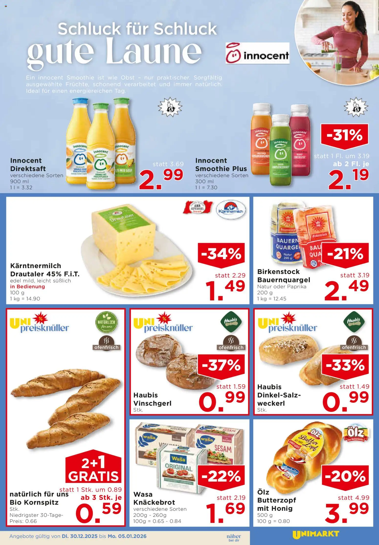 Unimarkt Flugblatt gültig ab 30.12.2025 | Seite: 5 | Produkte: Obst, Butter