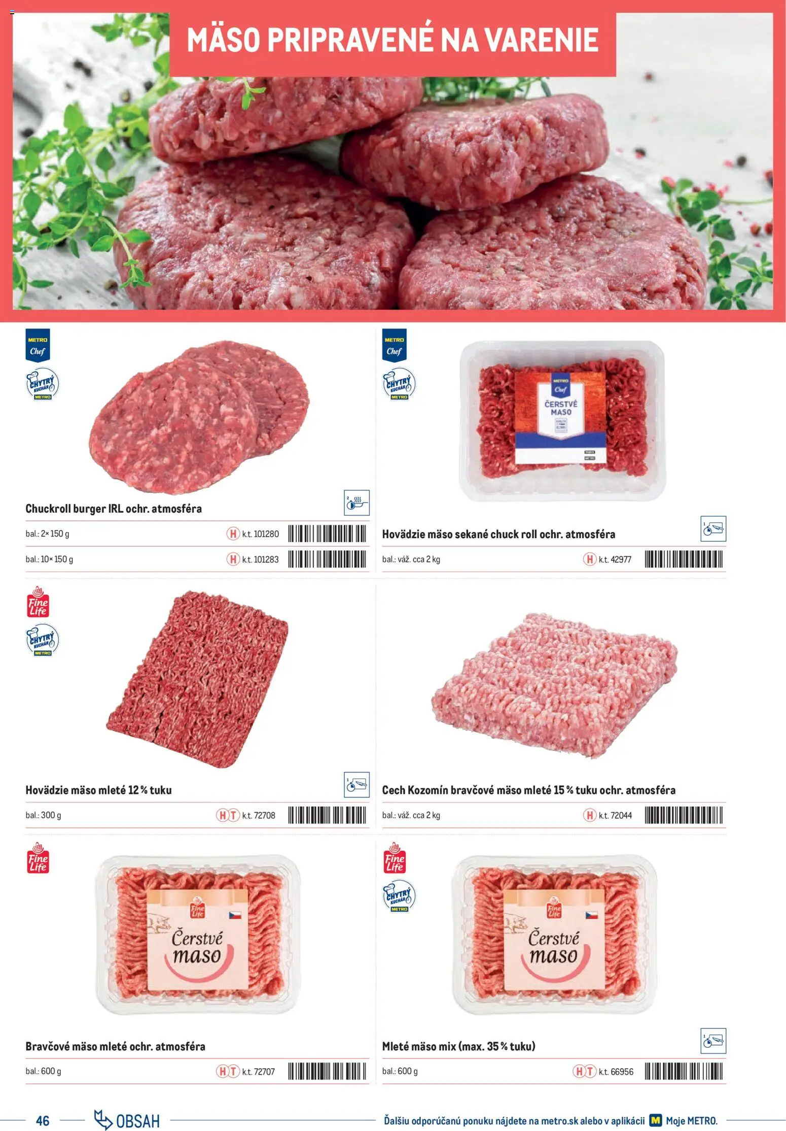 Nové Metro akcie – leták je platný od 01.01.2025 | Strana: 46 | Produkty: Hovädzie mäso, Bravčové mäso, Mleté mäso