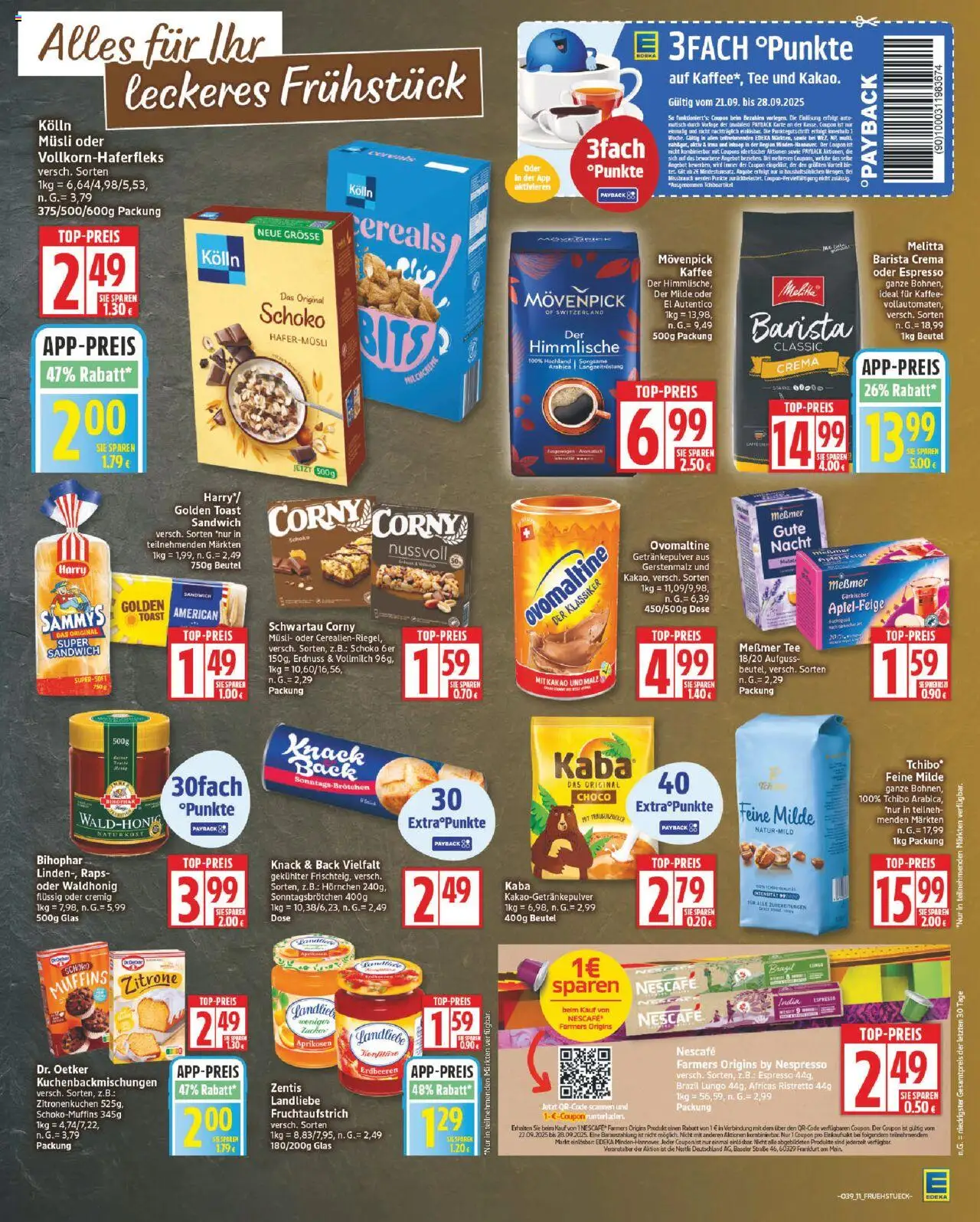 Edeka Prospekt 	 – gültig ab 22.09.2025 | Seite: 11 | Produkte: Ovomaltine, Toast, Messmer, Tee