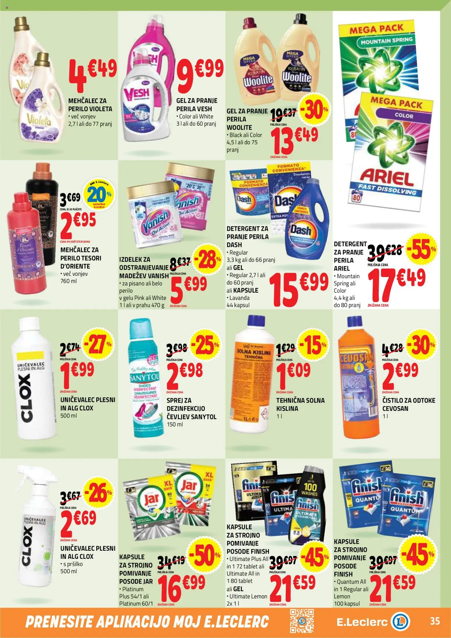 Novi E.leclerc katalog ponudbe – veljaven od 29.04.2026 | Stran: 35 | Izdelki: Mehčalec, Detergent