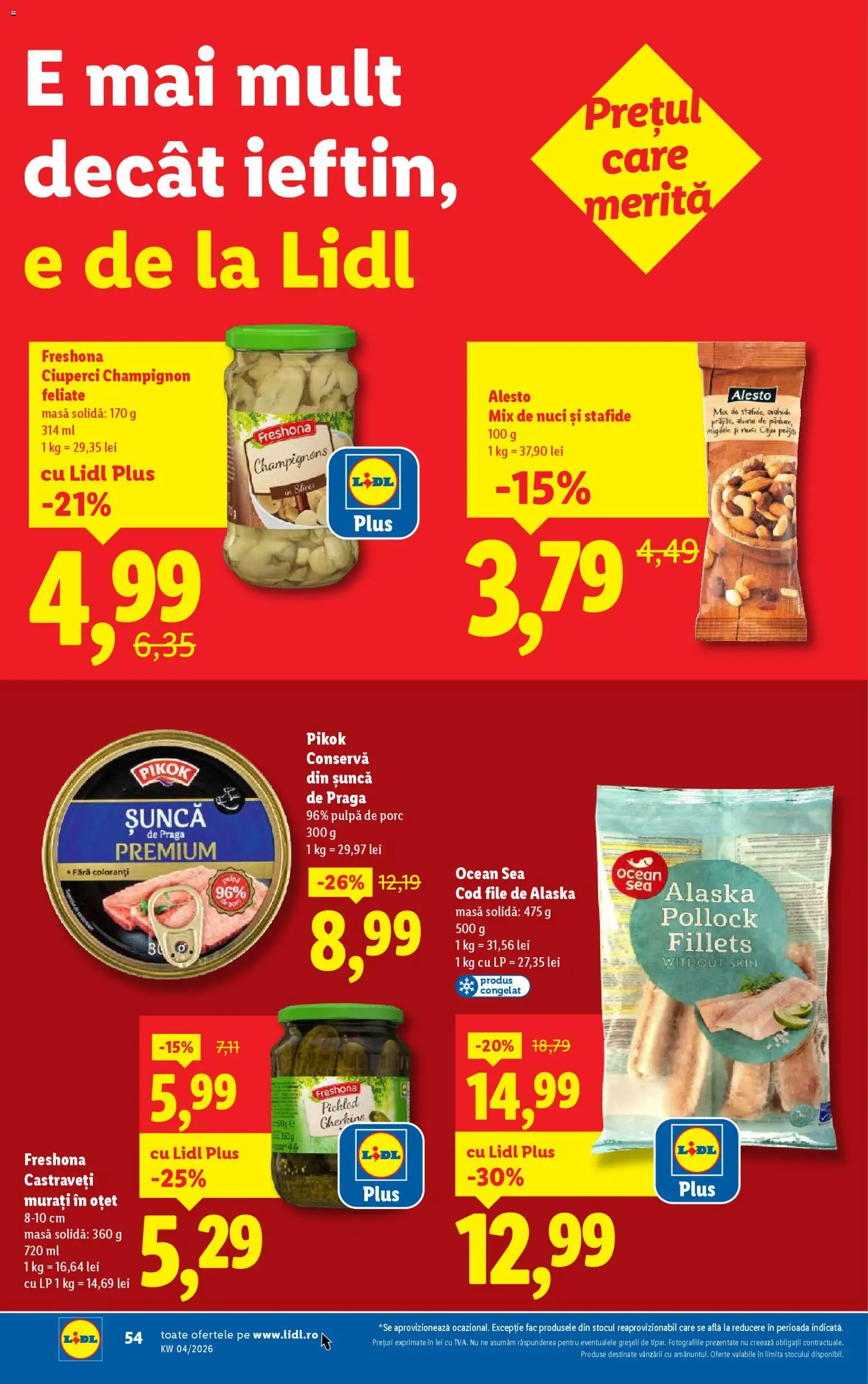Noul catalog Lidl – valabil de la 19.01.2026 | Pagină: 54 | Produse: Oțet, Șuncă, Nuci, Castraveți