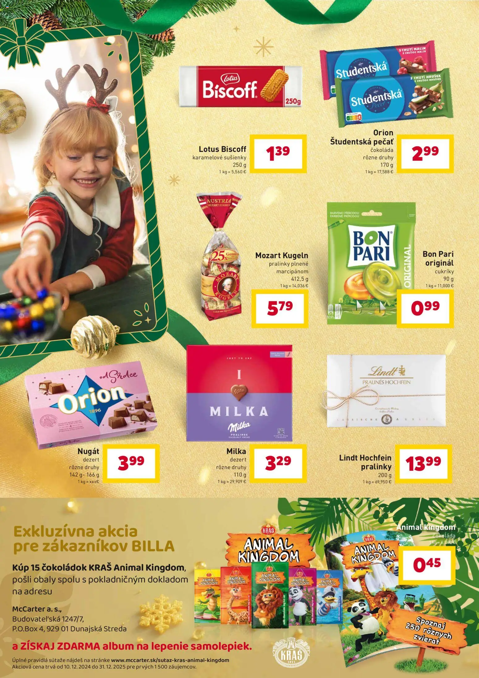 Nové Billa akcie – leták je platný od 10.12.2025 | Strana: 24 | Produkty: Lindt, Čokoláda, Cukríky, Milka