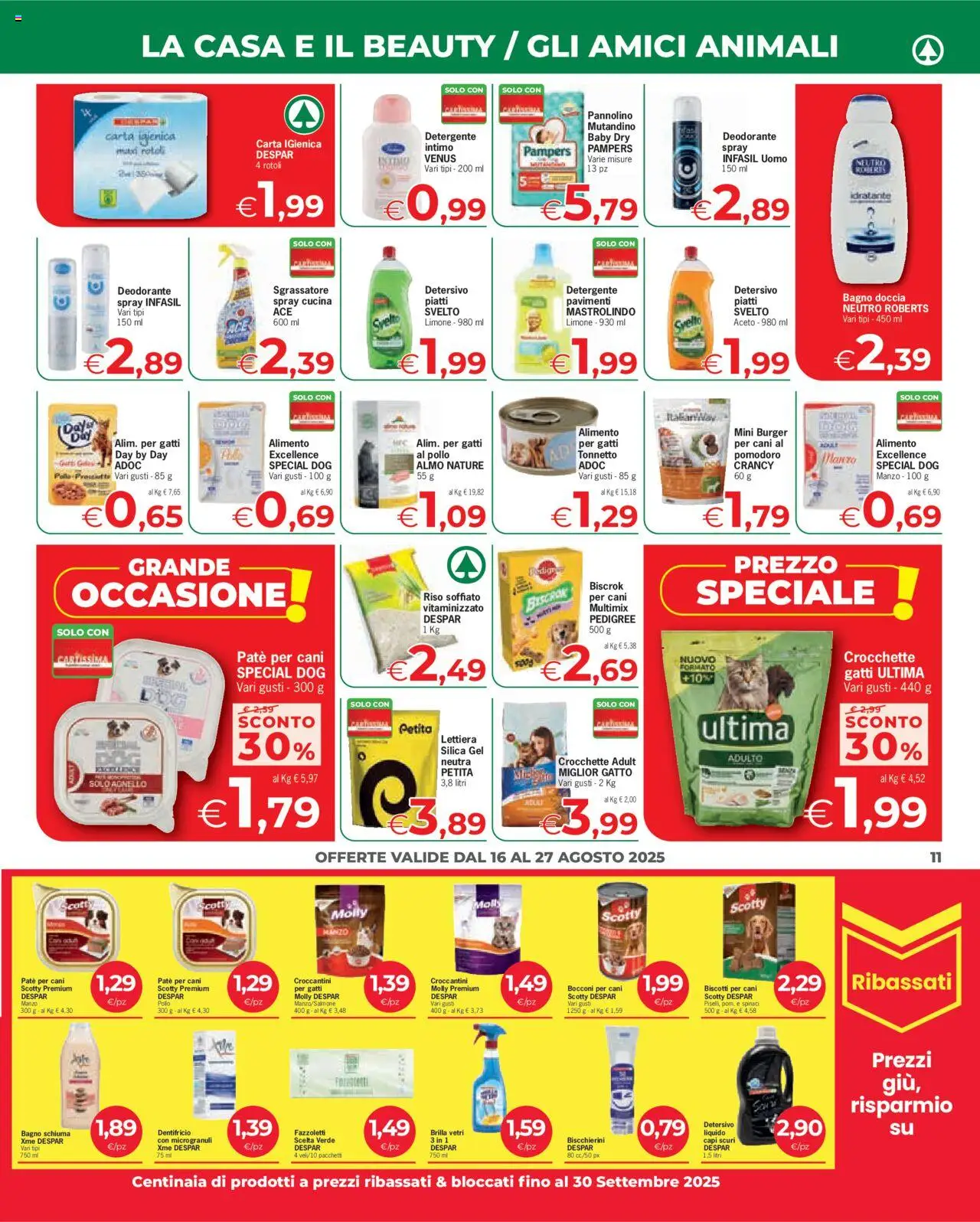 Volantino Despar del 16.08.2025 | Pagina: 11 | Prodotti: Manzo, Pomodoro, Spinaci, Bagno