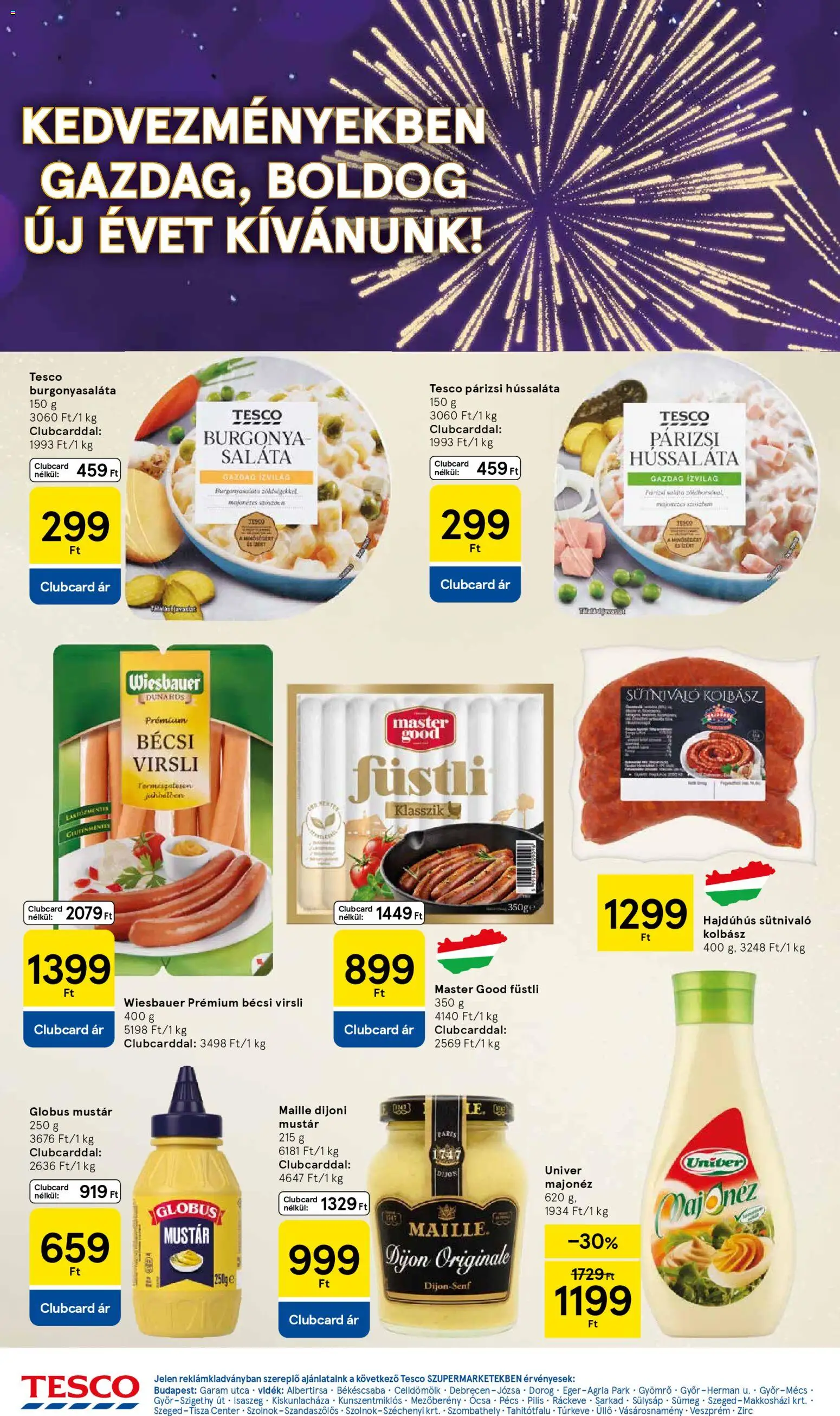Tesco akciós ujság - amely érvényes a következő dátumtól: 27.12.2025 | Oldal: 4 | Termékek: Burgonya, Kolbász, Saláta, Párizsi