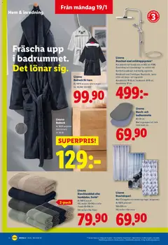 Lidl - erbjudanden - Förhandsvisning av reklamblad från butik Lidl aktuell från 19.01.2026 | Sida: 17 | Produkter: Duschhandduk, Duschdraperi, Dusch, Badrock