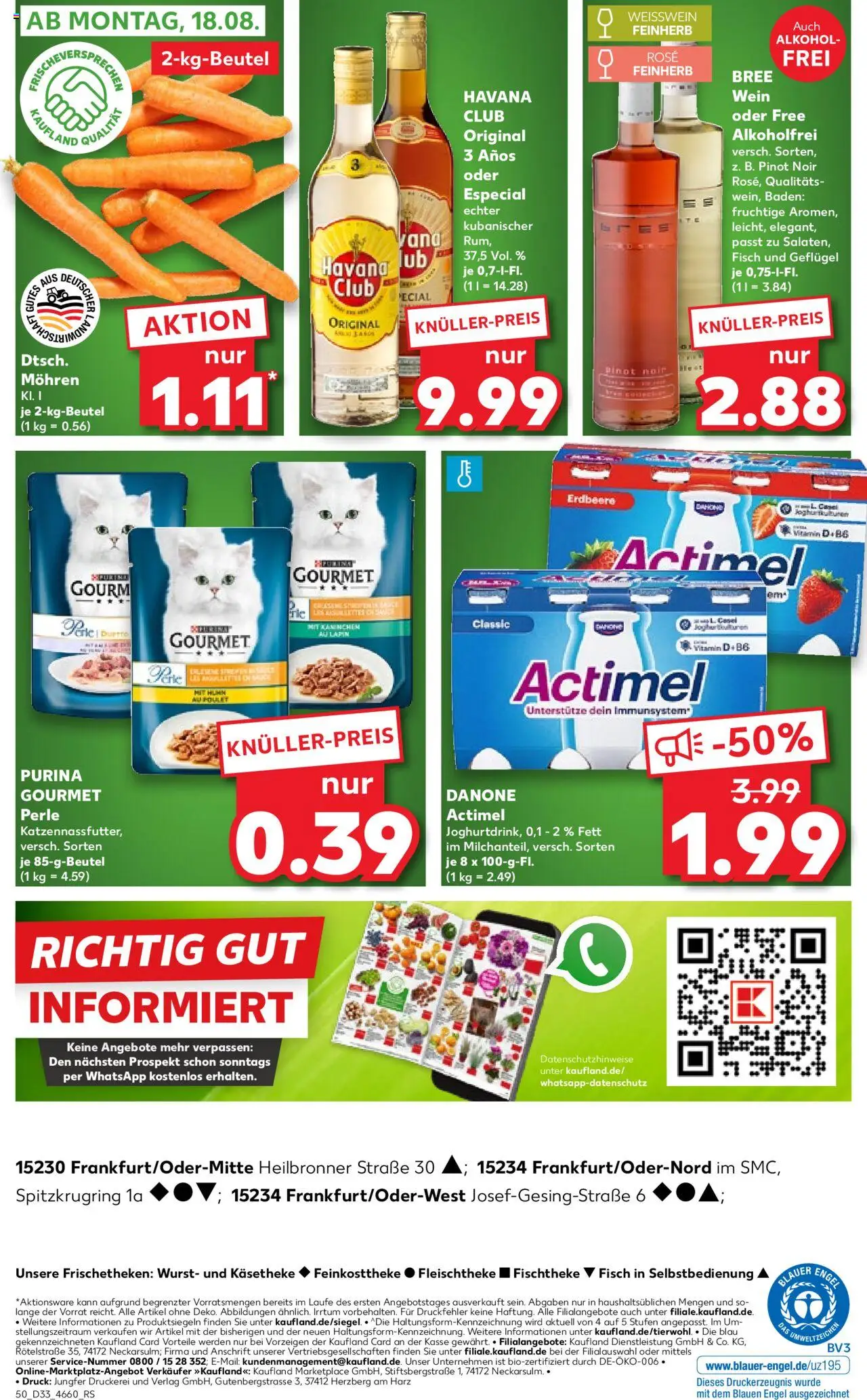 Kaufland prospekt Frankfurt (Oder)	 - gültig ab dem 14.08.2025 | Seite: 50 | Produkte: Weißwein, Bree, Mohren, Wurst