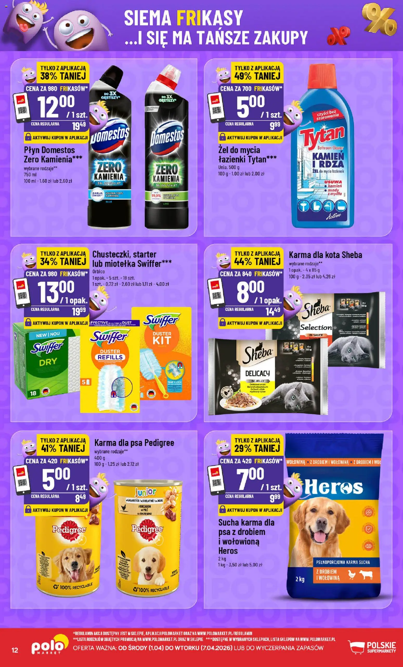 POLOmarket gazetka - Frikasowe Hity od 01.04.2026 | Strona: 12 | Produkty: Domestos, Karma dla psa, Sucha karma dla psa, Wołowina