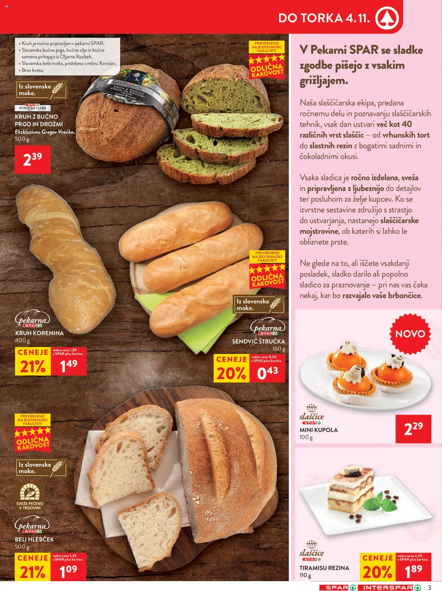 Novi Spar katalog ponudbe – veljaven od 29.10.2025 | Stran: 3 | Izdelki: Bučno olje, Pekarna, Olje, Zelje