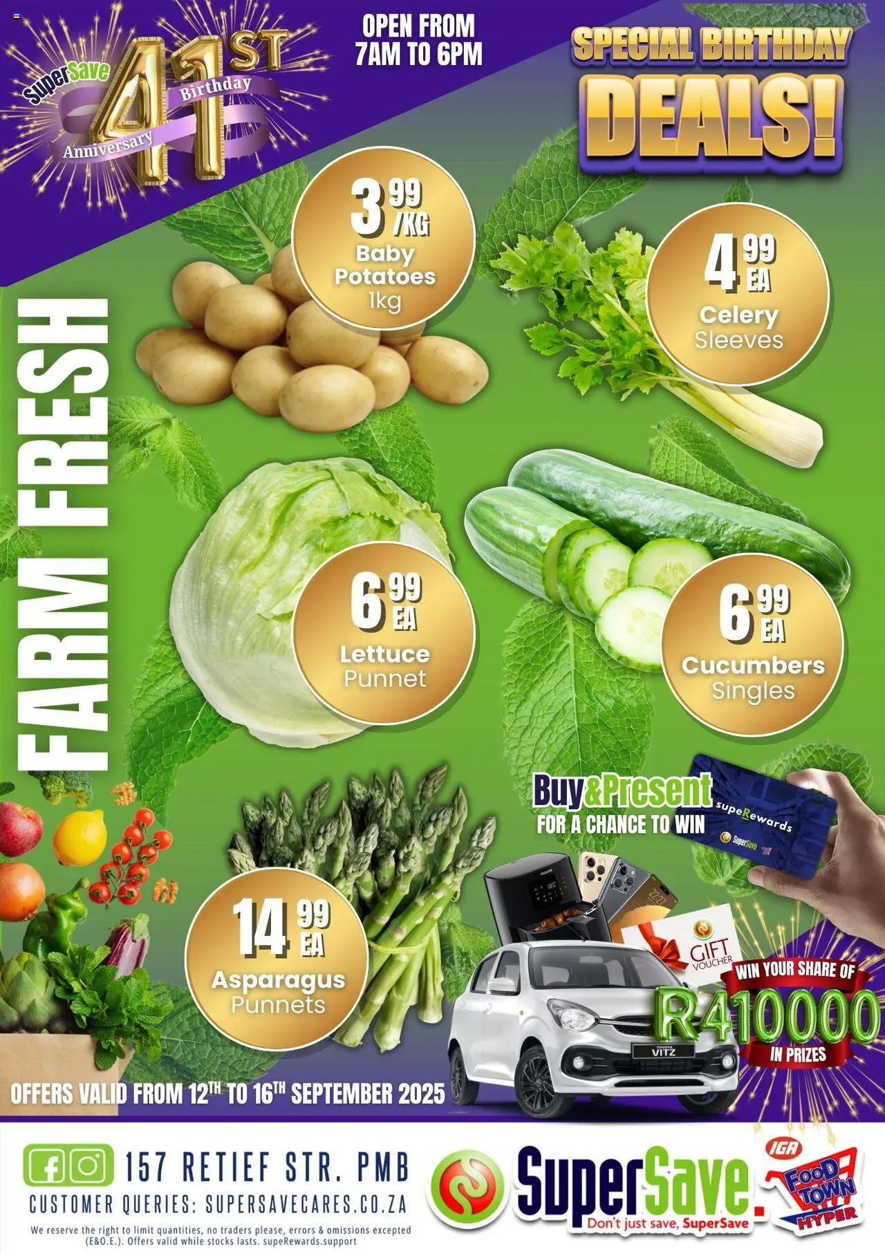 New Super Save catalogue – valid from 12.09.2025 | Page: 4 | Products: Cucumbers, Potatoes, Lettuce