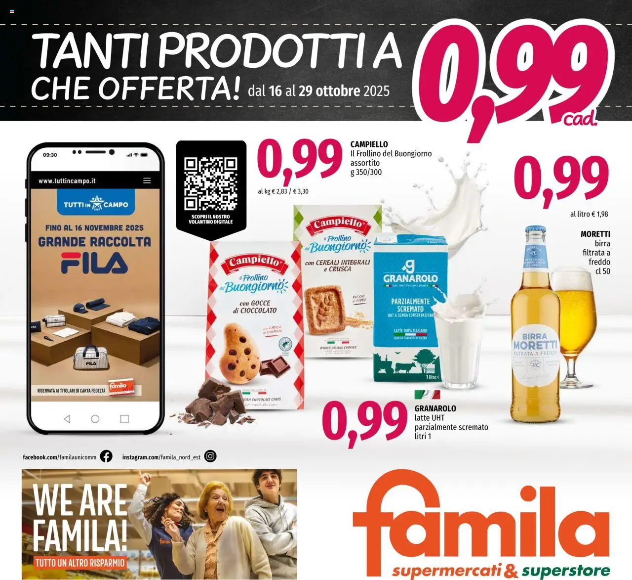 Volantino Famila del 16.10.2025 | Pagina: 1 | Prodotti: Cioccolato, Birra, Cereali, Latte